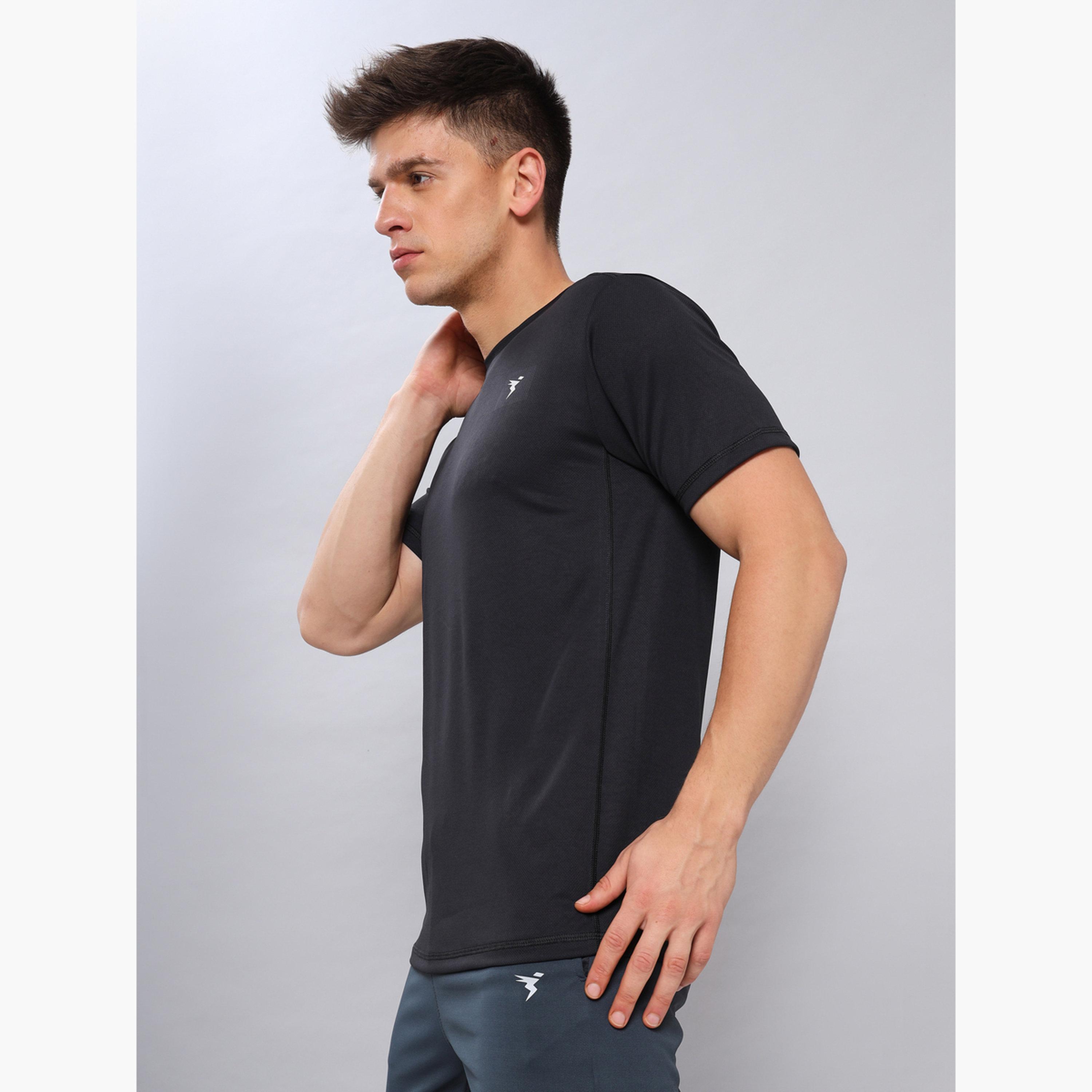 Technosport Men Solid Slim Fit Crew Neck T-Shirt-men-clothing-sportswearandactivewear-tshirtsandpolos-image-3
