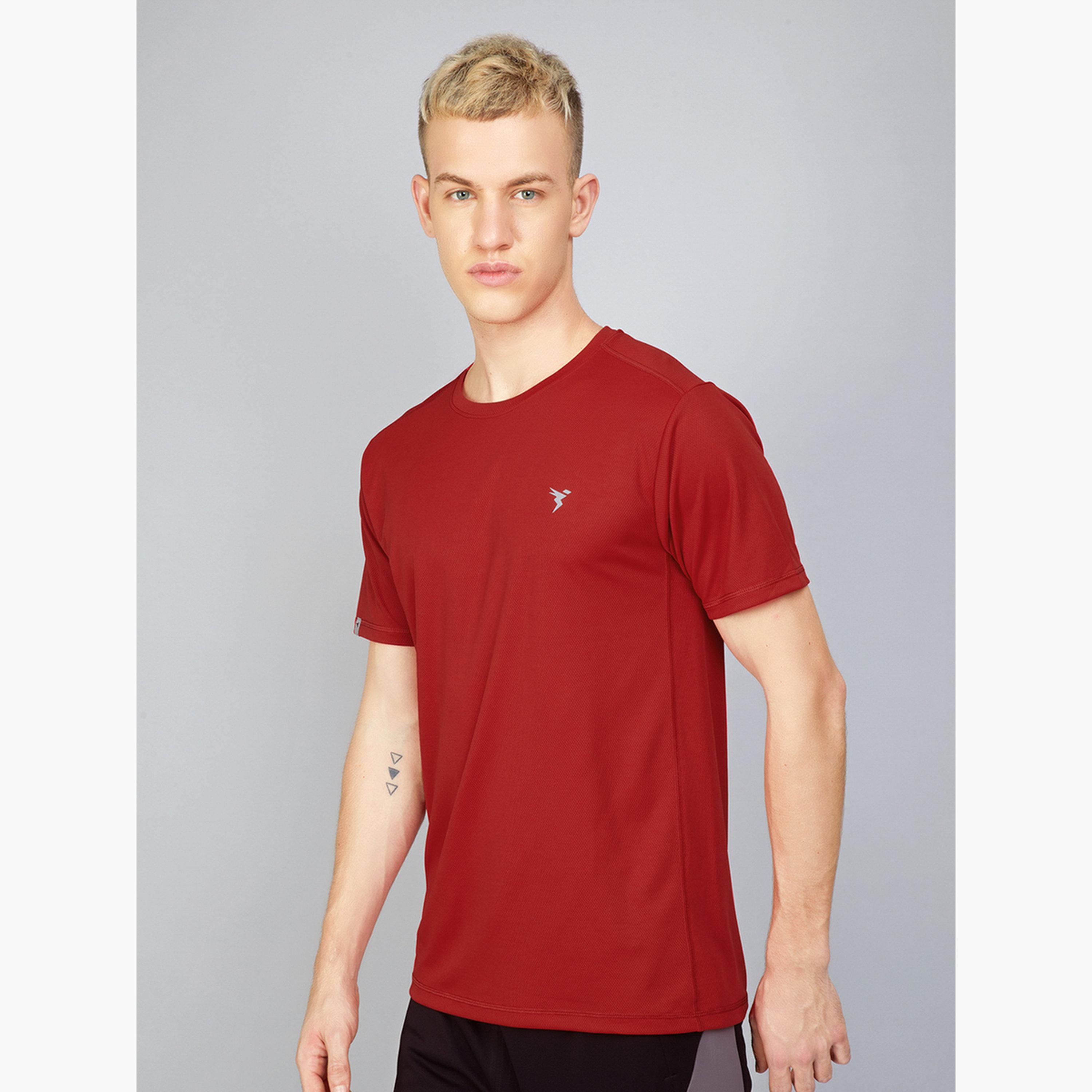 Technosport Men Solid Slim Fit Crew Neck T-Shirt-men-clothing-sportswearandactivewear-tshirtsandpolos-image-1