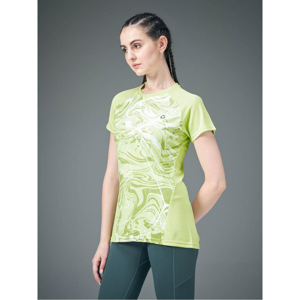 Technosport Women Green Marble Print T-Shirt-women-clothing-sportswearandactivewear-tshirtsandvests-image-2