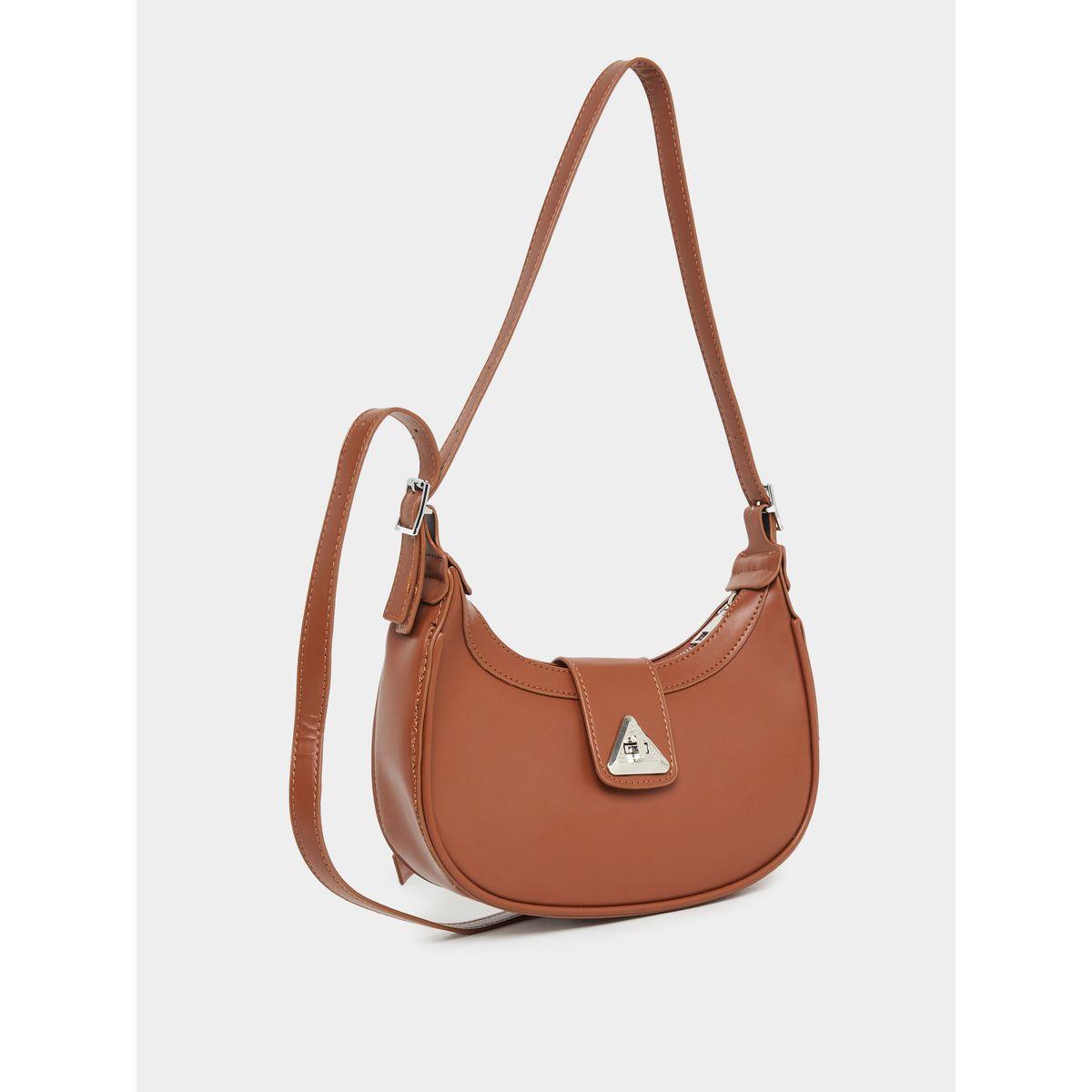 Styli Triangle Metal Shoulder Bag with Zip Closure-women-bagsandwallets-handbags-image-1