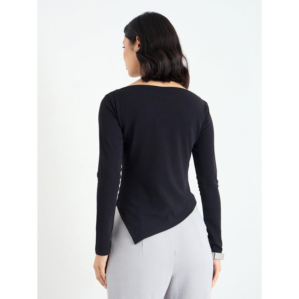 بلوزة محبوكة بحافة غير متماثلة-women-clothing-tshirts-image-5