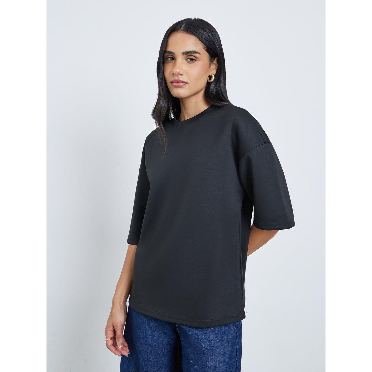 Styli Solid Short Sleeve Oversized T-Shirt-women-clothing-tshirts-image-1