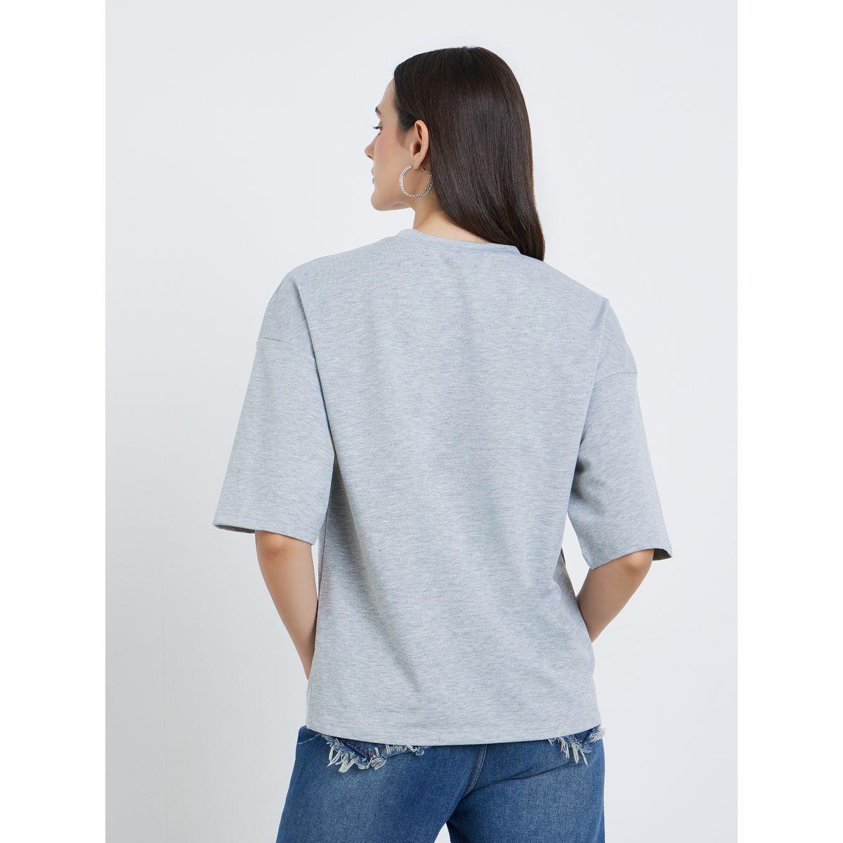 Styli Women Grey Terry Boxy Fit T-Shirt-women-clothing-tshirts-image-5