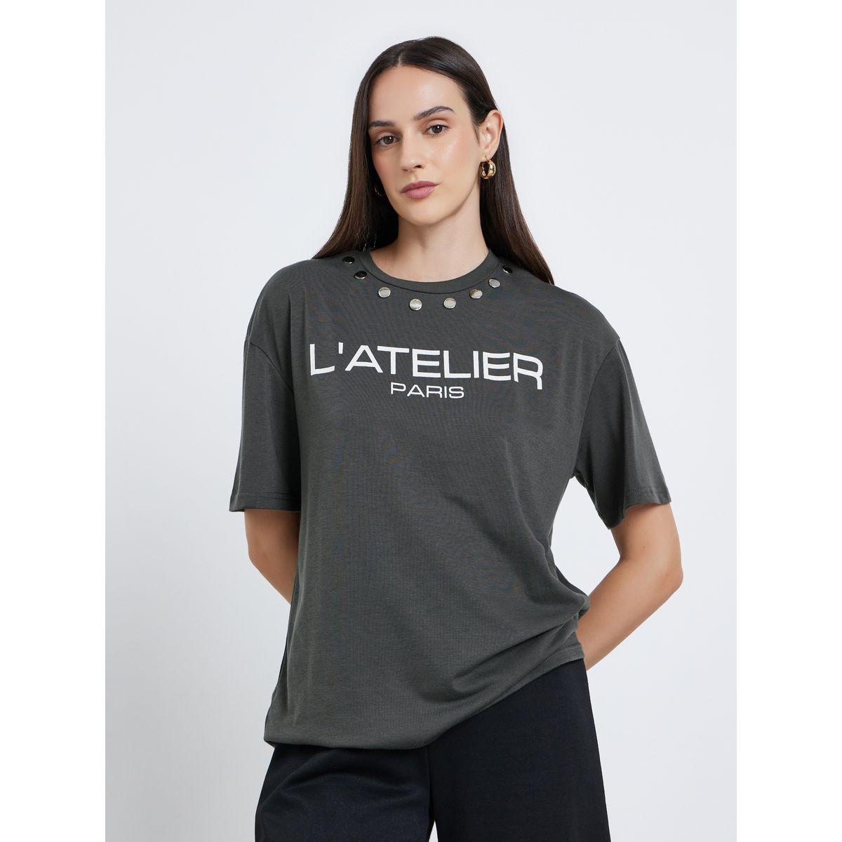 Styli Women Charcoal Studded Oversized T-Shirt-women-clothing-tshirts-image-3