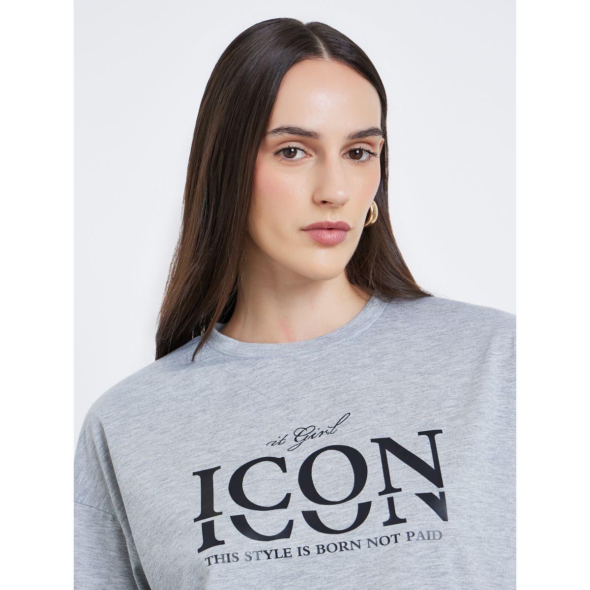 Styli Women Grey Slogan Print Oversized T-Shirt-women-clothing-tshirts-image-3