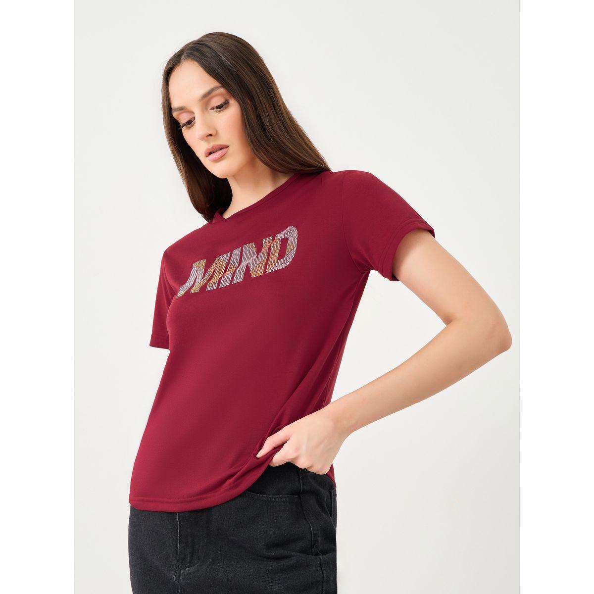 Styli Women Red Slogan Print T-Shirt-women-clothing-tshirts-image-1