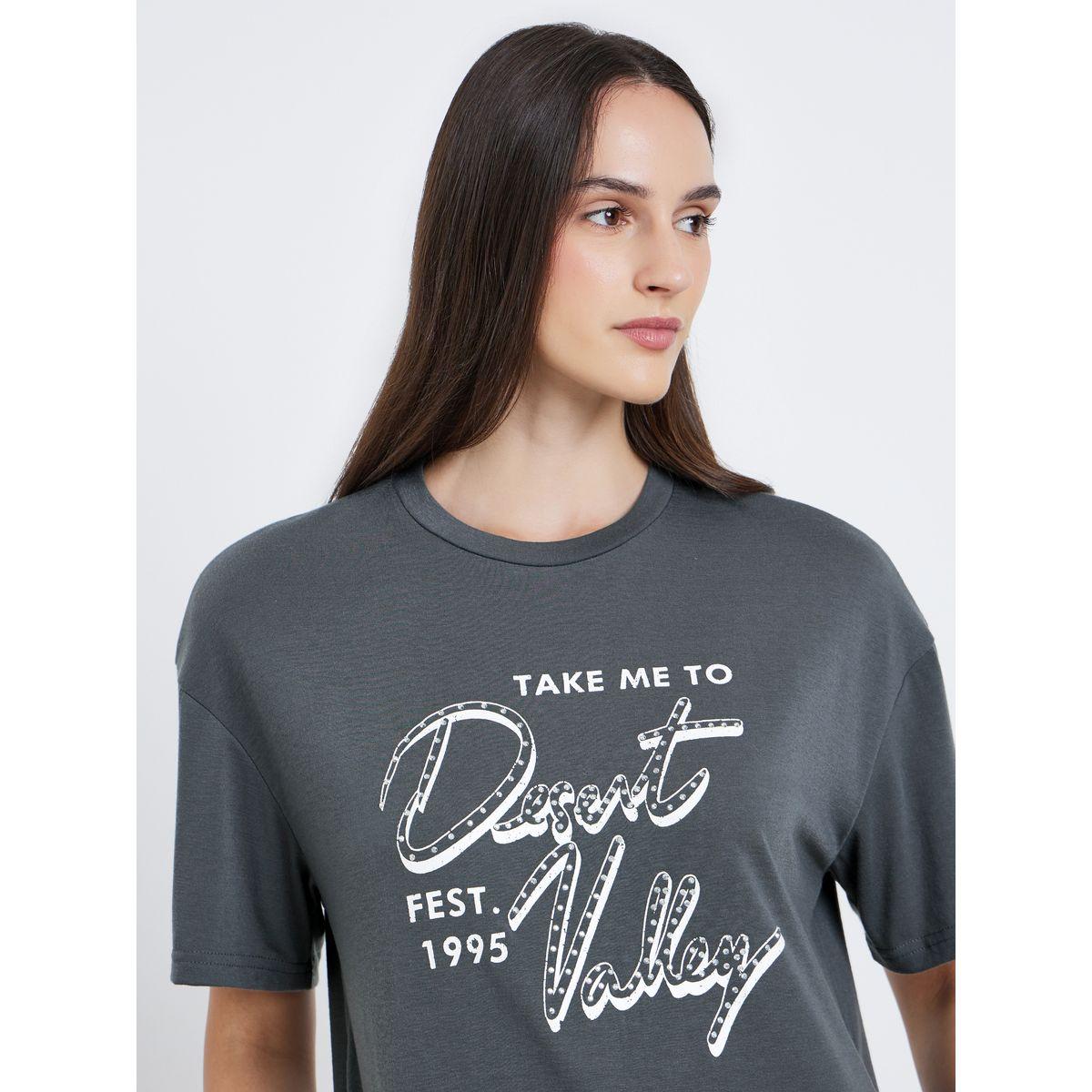 Styli Women Charcoal Graphic Print Oversized T-Shirt-women-clothing-tshirts-image-4
