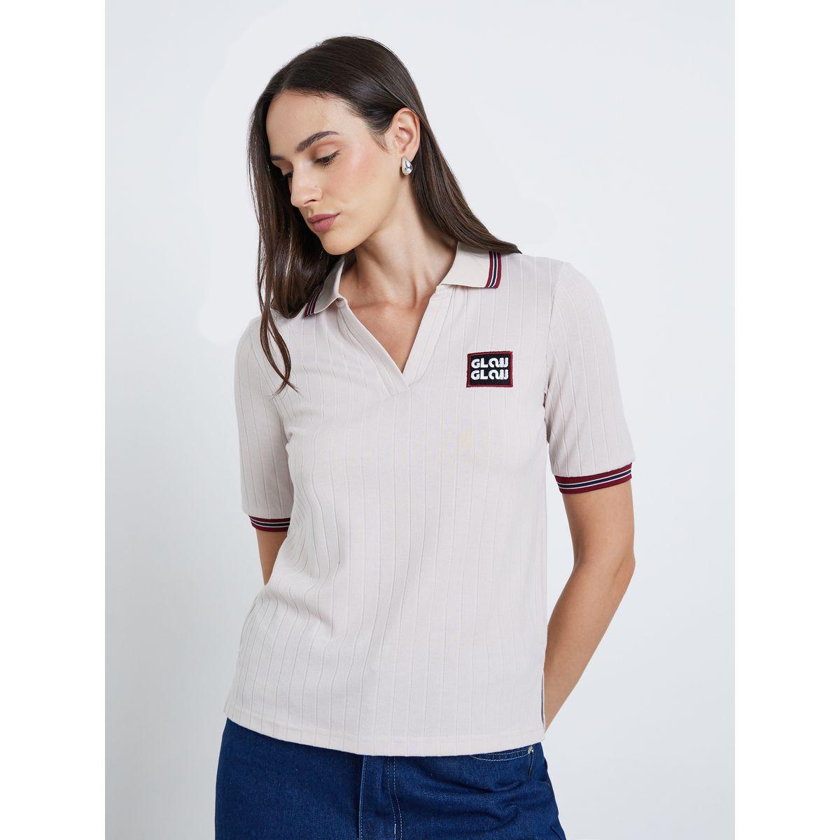 تيشيرت بولو بتفاصيل مُتباينة-women-clothing-tshirts-image-4