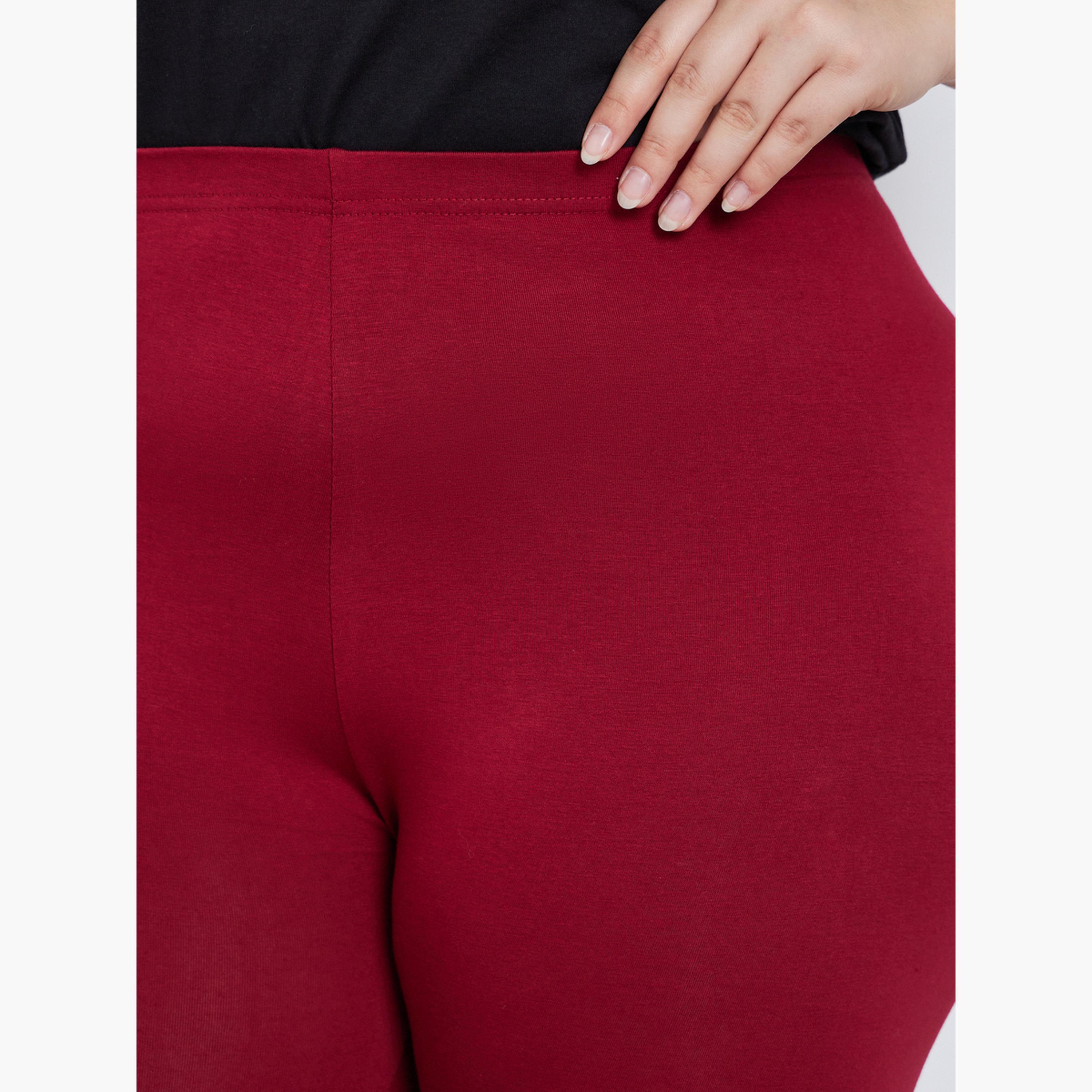 Styli Women Burgundy Plus Size Leggings-women-clothing-bottoms-leggings-image-3
