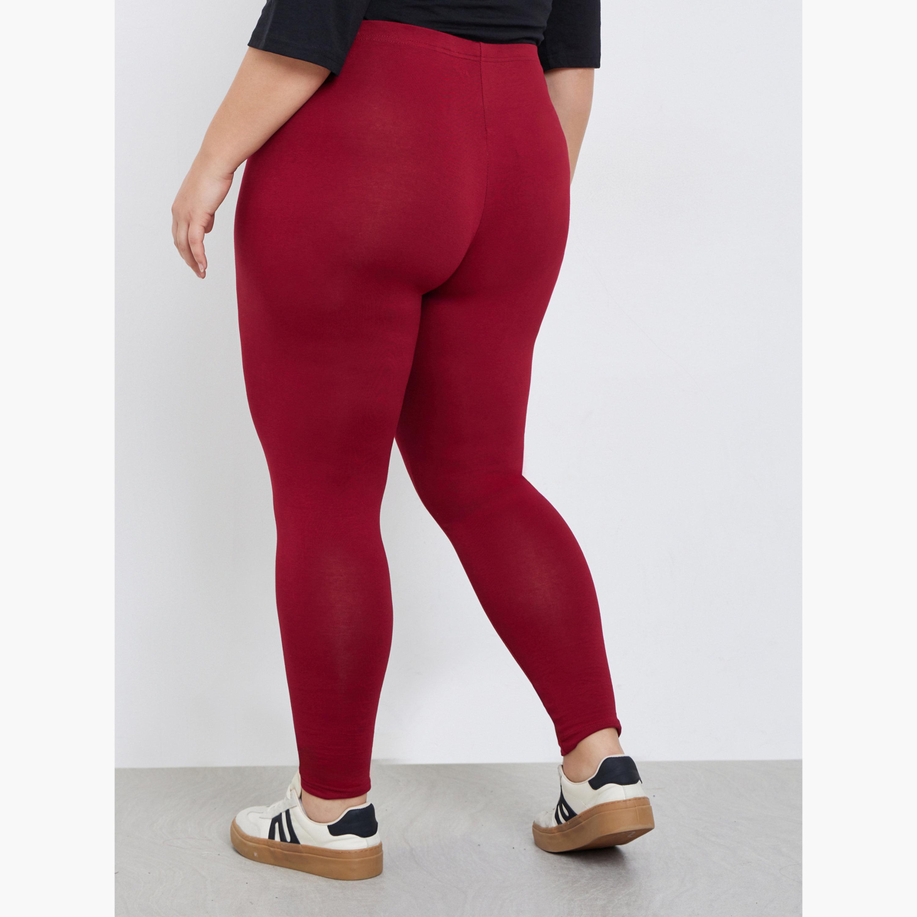 ستايلي - بنطال ضيق بتصميم واسع باللون البرغندي للنساء-women-clothing-bottoms-leggings-image-4