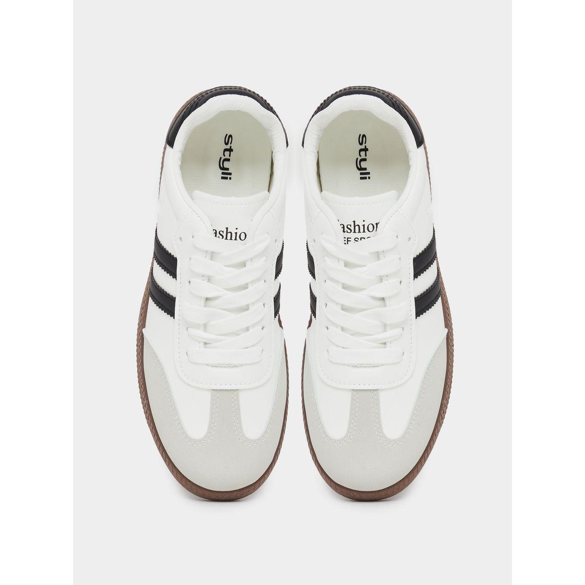 Styli Striped Lace Up Sneakers-women-shoes-sneakers-image-5