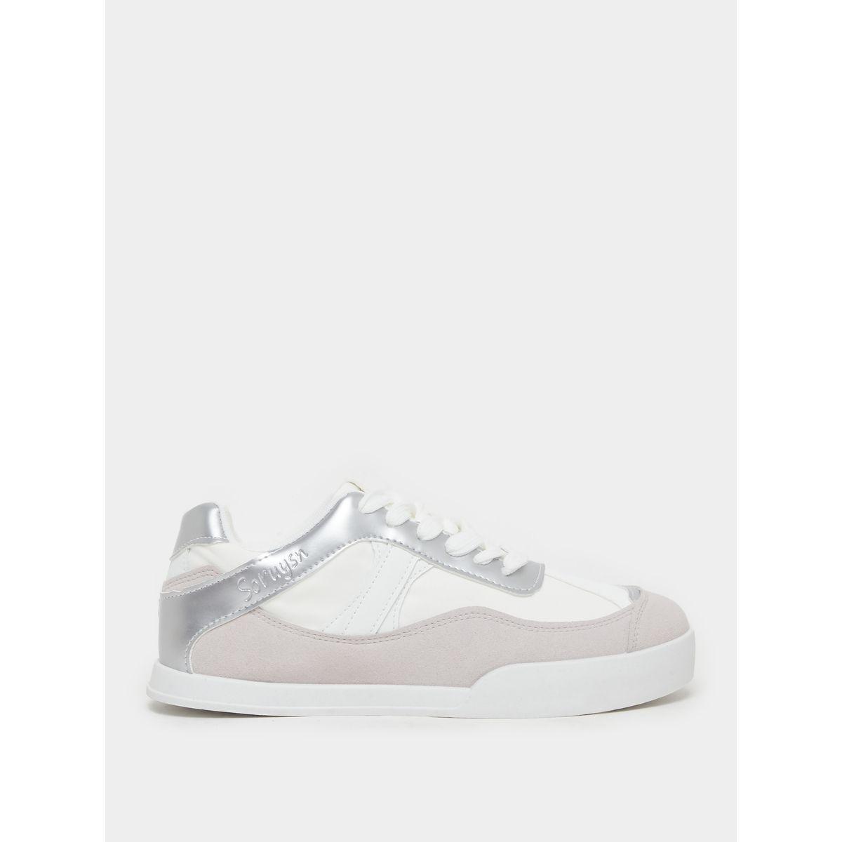 Styli Panelled Lace Up Flatform Sneakers-women-shoes-sneakers-image-1