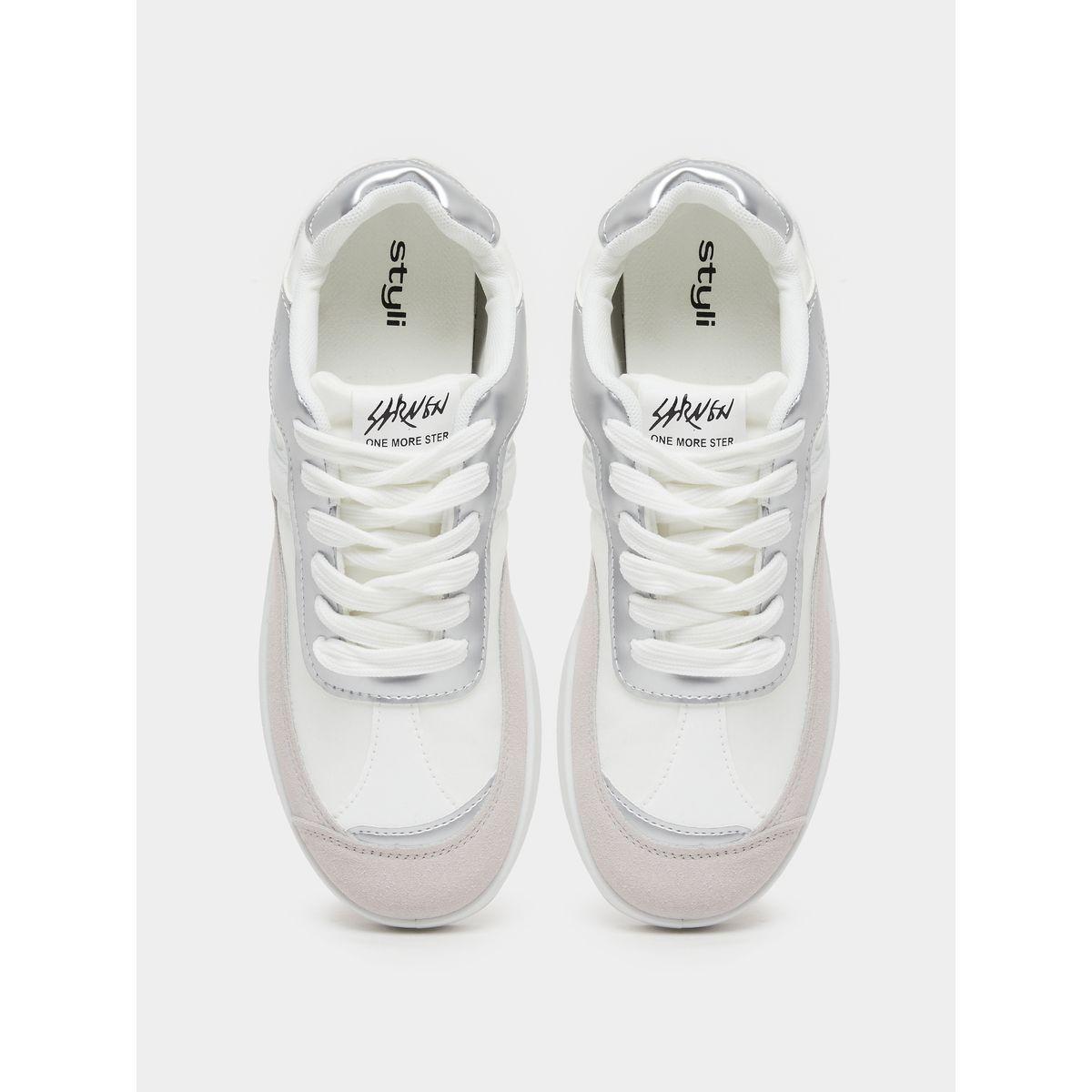 Styli Panelled Lace Up Flatform Sneakers-women-shoes-sneakers-image-5