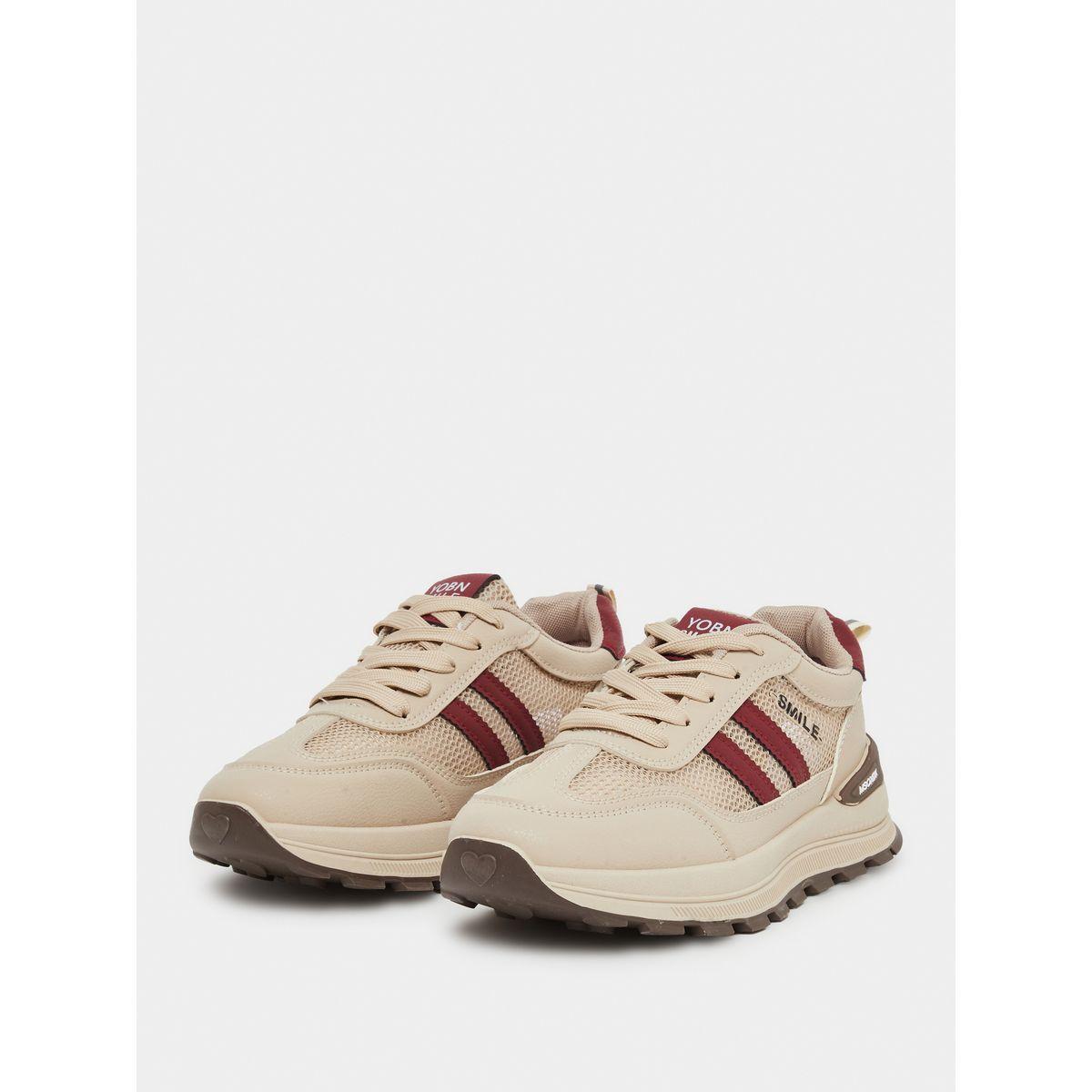Styli Striped Mesh Insert Lace Up Sneakers-women-shoes-sneakers-image-2