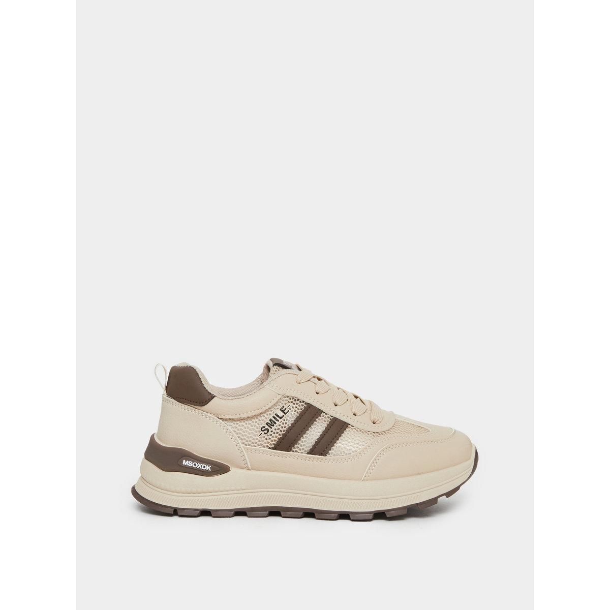 Styli Striped Lace Up Casual Sneakers-women-shoes-sneakers-image-1