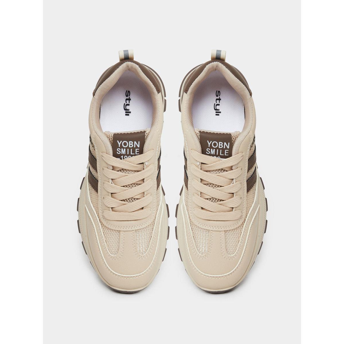 Styli Striped Lace Up Casual Sneakers-women-shoes-sneakers-image-5