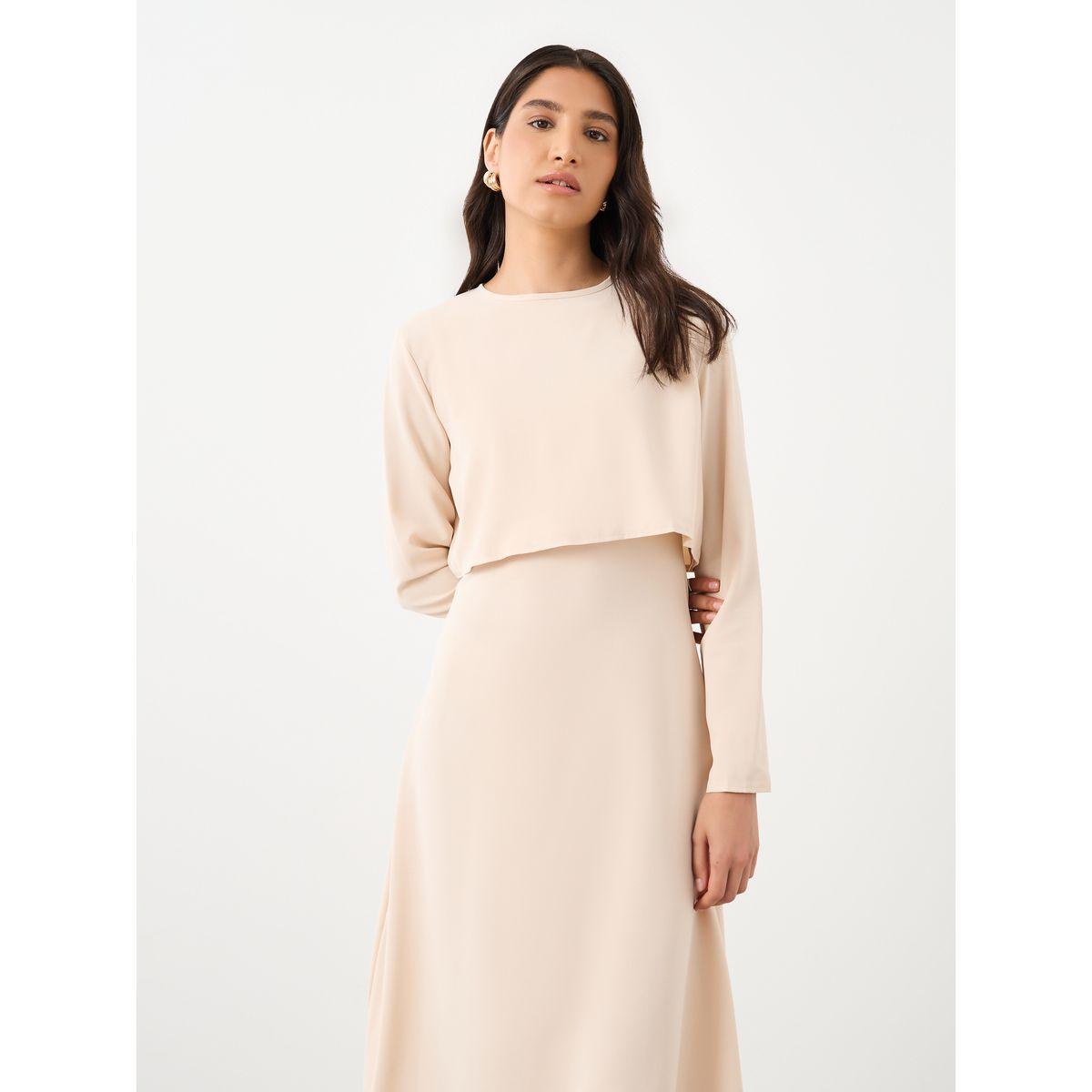 Styli Solid Round Neck Long Sleeve Maxi Dress-women-clothing-dresses-image-3