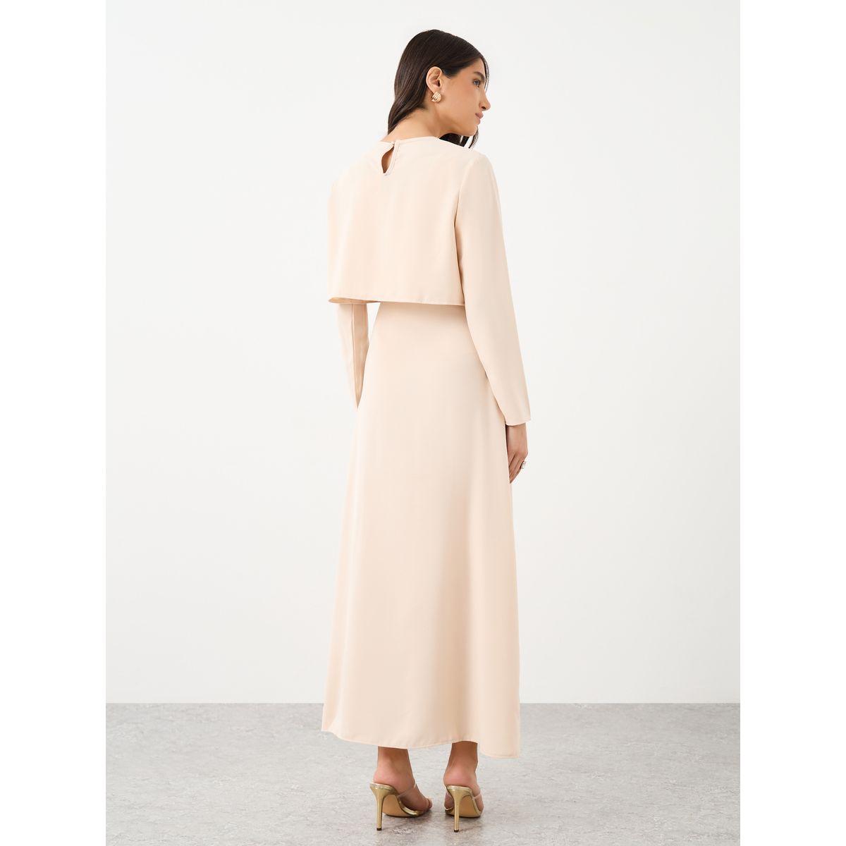 Styli Solid Round Neck Long Sleeve Maxi Dress-women-clothing-dresses-image-5