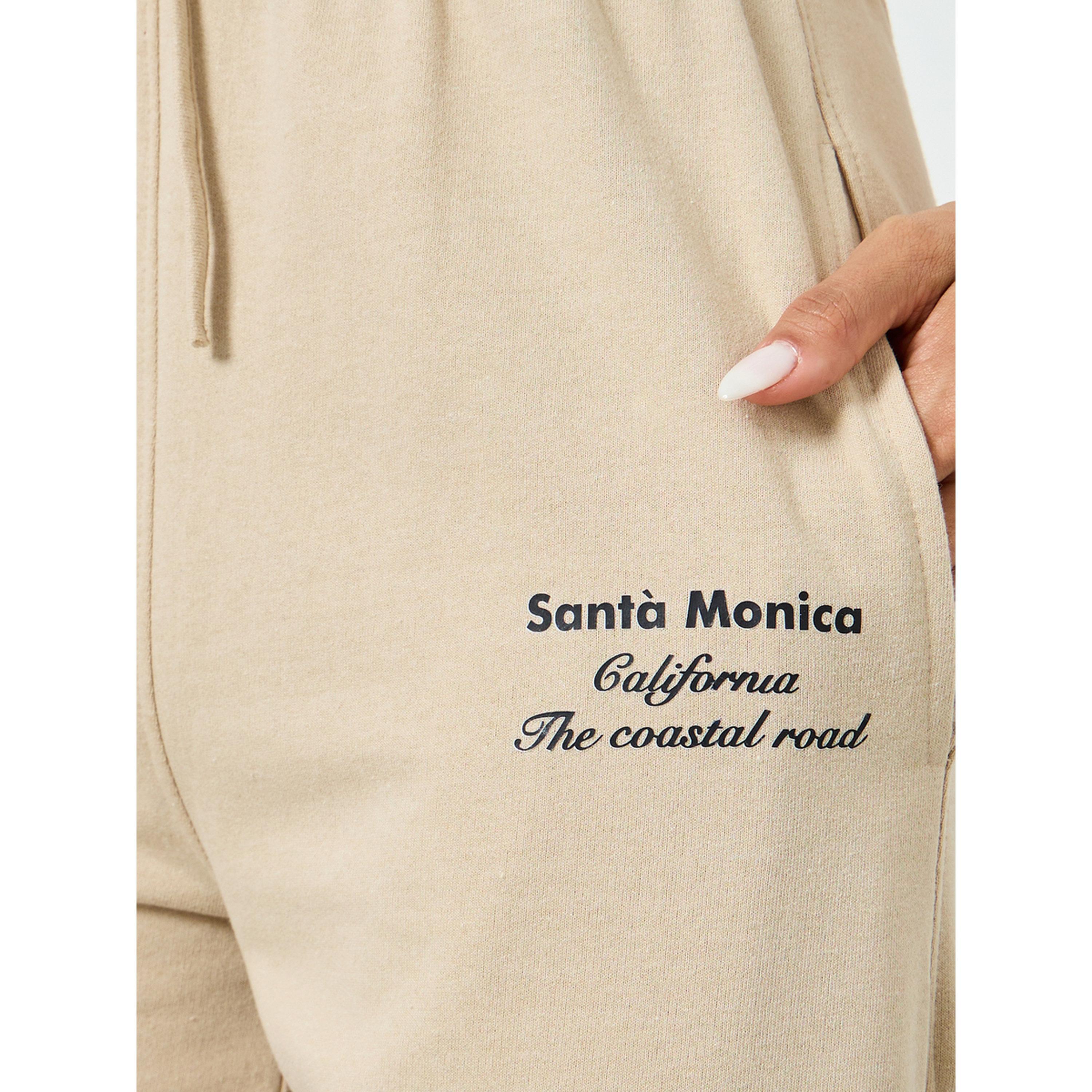 Styli Beige Wide Leg Cotton Blend Joggers-women-clothing-bottoms-joggers-image-3