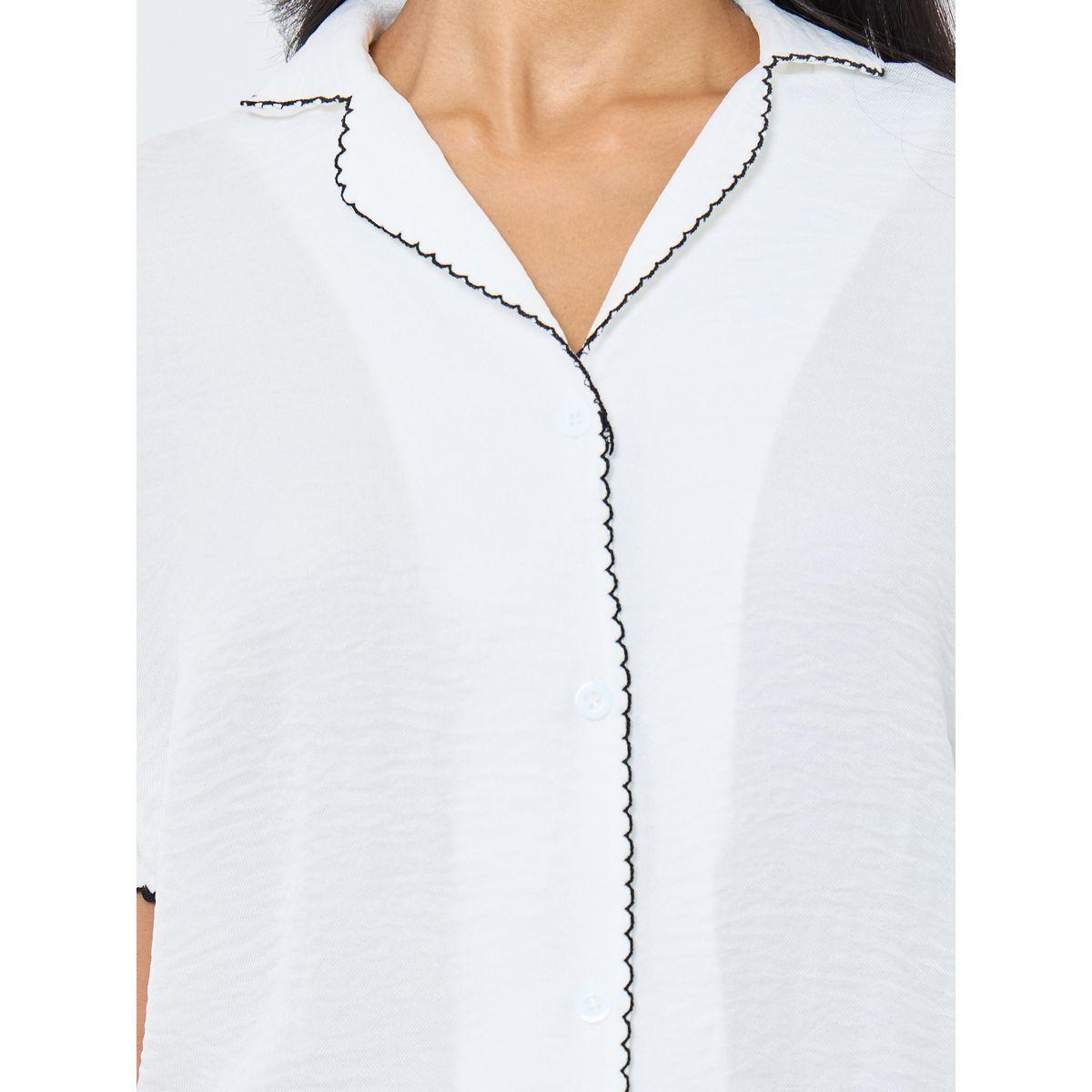 Styli Contrast Stitched Trim Buttoned Shirt-women-clothing-shirtsandblouses-shirts-image-3