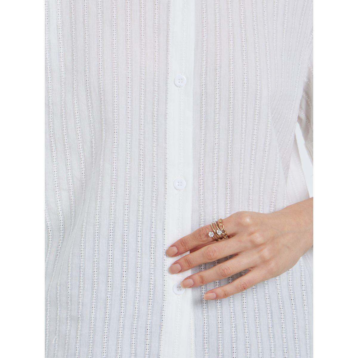 Styli Women White Textured Short Sleeve Regular Fit Shirt-women-clothing-shirtsandblouses-shirts-image-3
