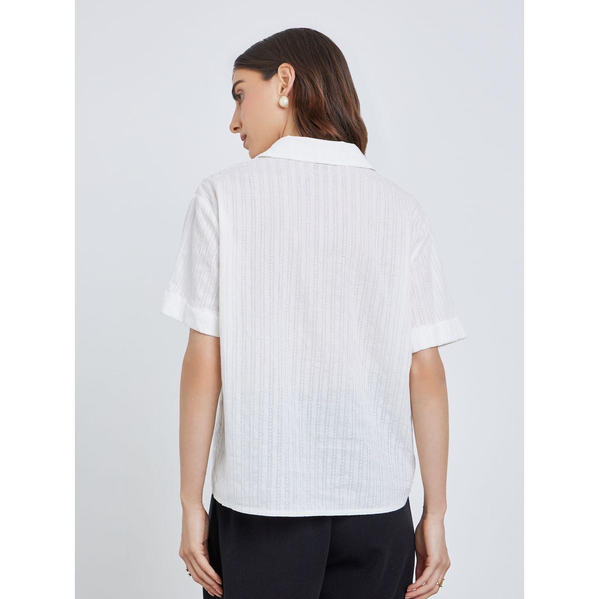 بلوزة بتفاصيل بارزة الملمس وقصة عادية-women-clothing-shirtsandblouses-shirts-image-4