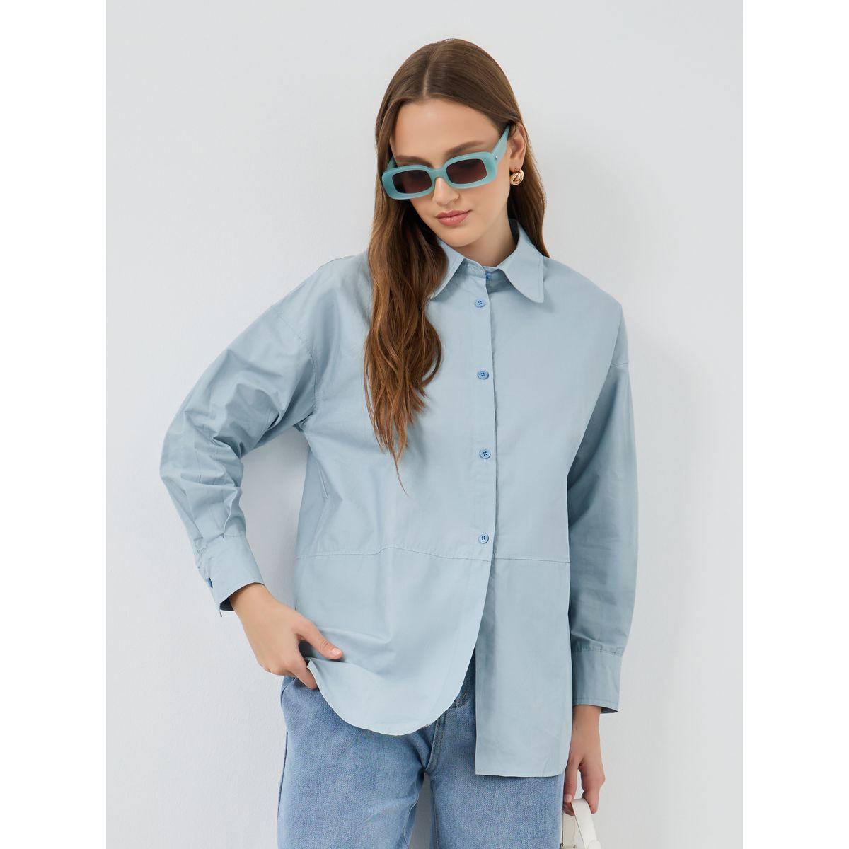 بلوزة سادة بياقة سبريد وأكمام طويلة-women-clothing-shirtsandblouses-shirts-image-1