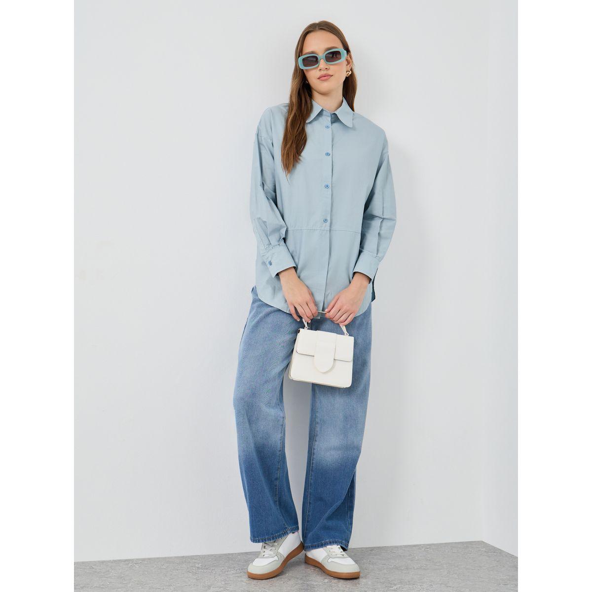 بلوزة سادة بياقة سبريد وأكمام طويلة-women-clothing-shirtsandblouses-shirts-image-2