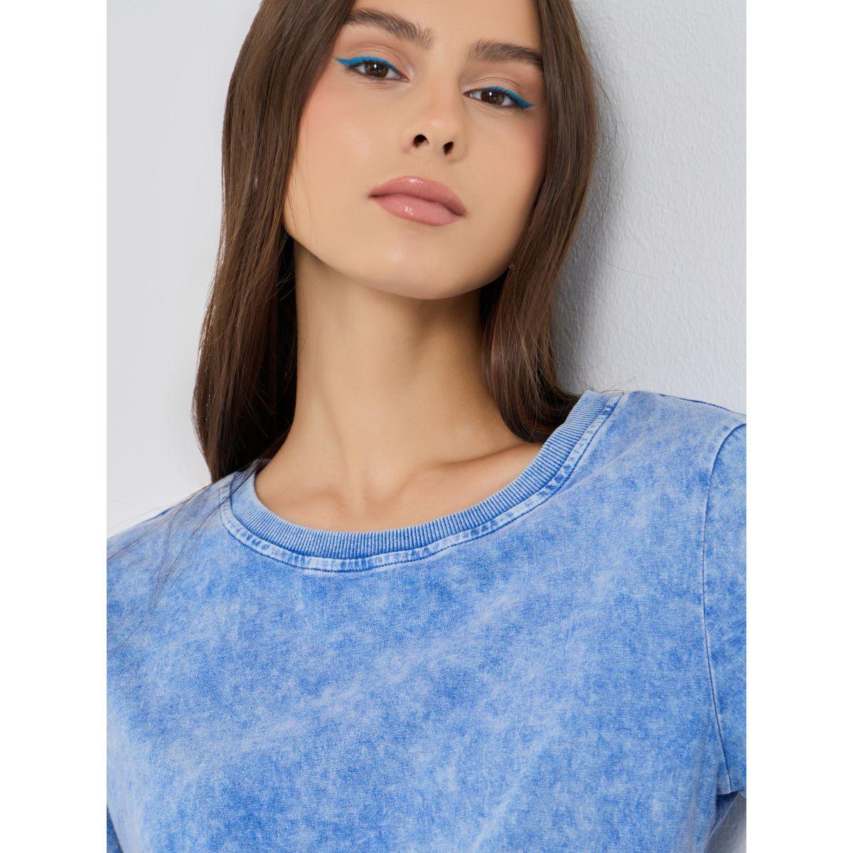 Styli Solid Acid Wash Round Neck T-Shirt-women-clothing-tshirts-image-3