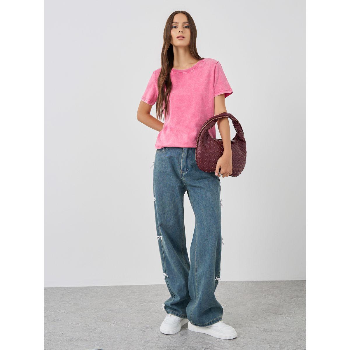 Styli Solid Short Sleeve T-Shirt-women-clothing-tshirts-image-2