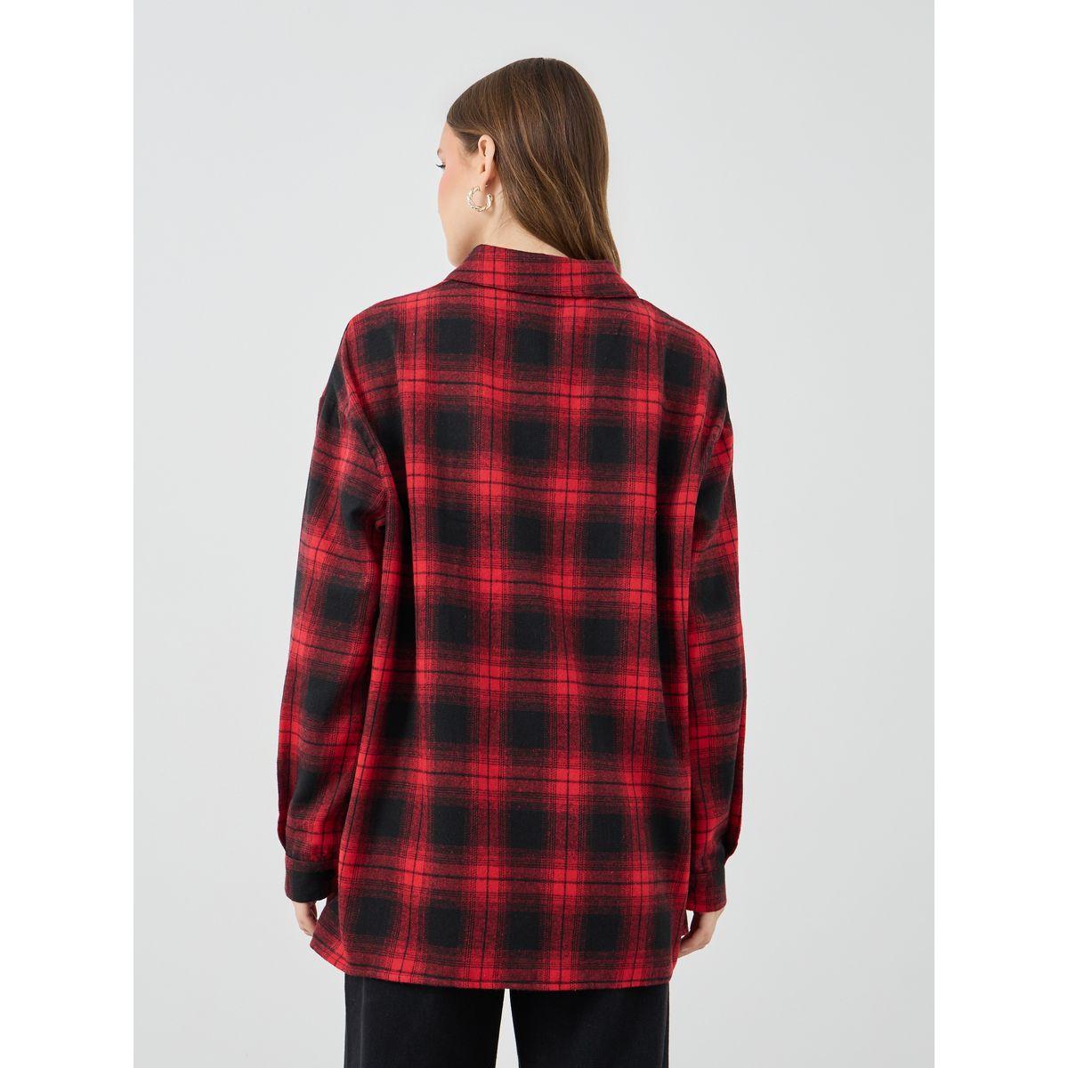 Styli Checked Buttoned Spread Collar Oversized Shirt-women-clothing-shirtsandblouses-shirts-image-4