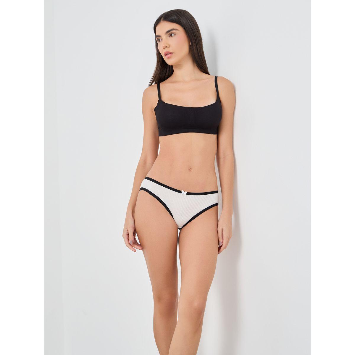 مجموعة من 4 سراويل داخلية بكيني بتفاصيل مُتباينة-women-clothing-lingerie-panties-image-2