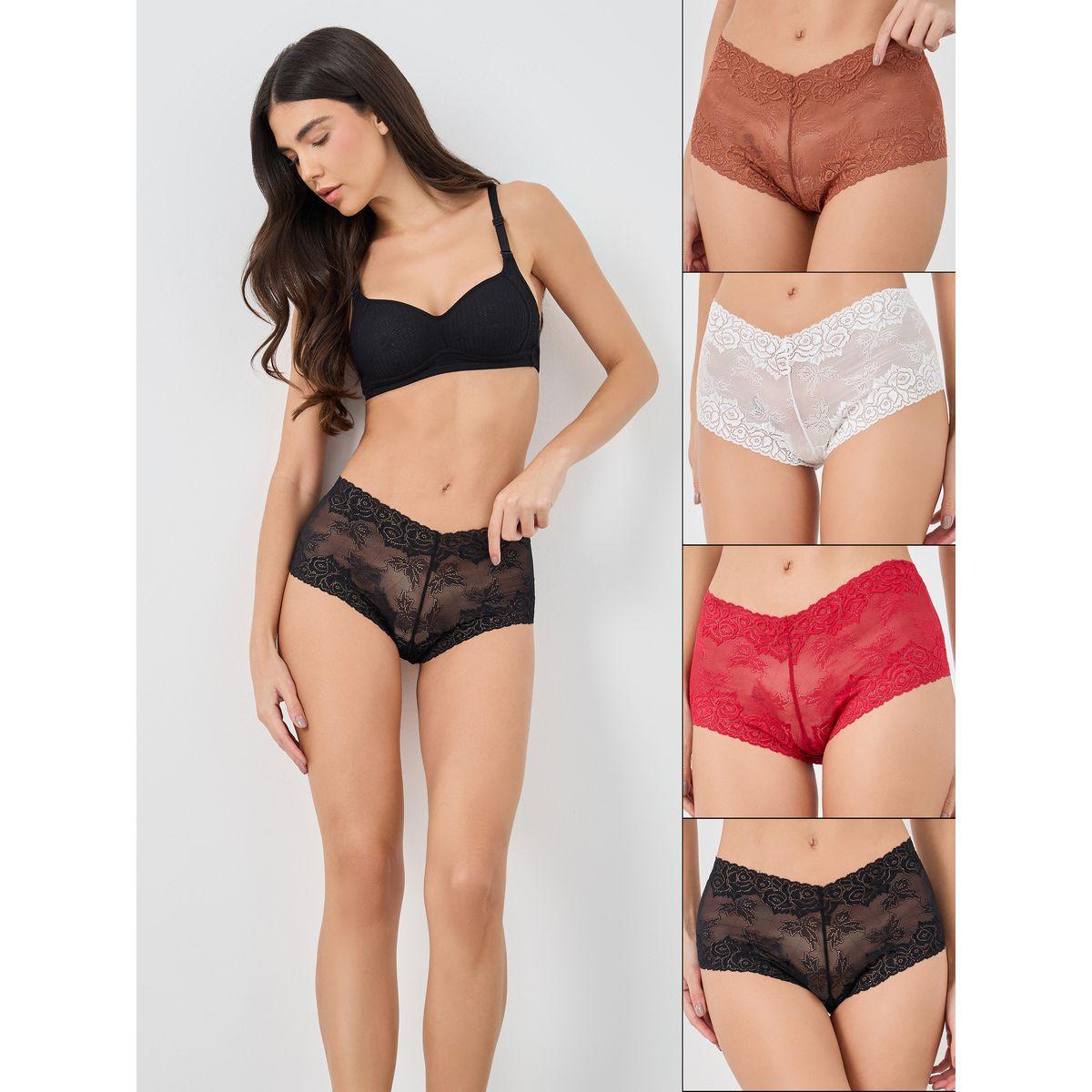 Styli Pack of 4 - Lace Hipster Briefs-women-clothing-lingerie-panties-image-1