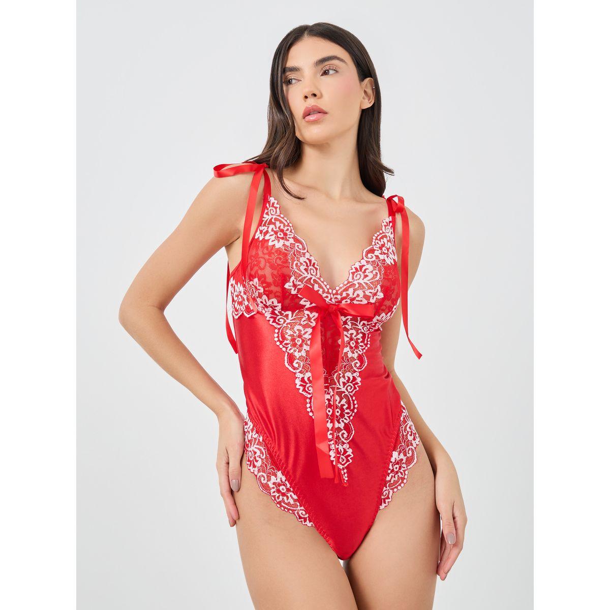 بودي سوت مُطرّز بزهور ودانتيل مع ربطة فيونكة-women-clothing-lingerie-corsets-image-2