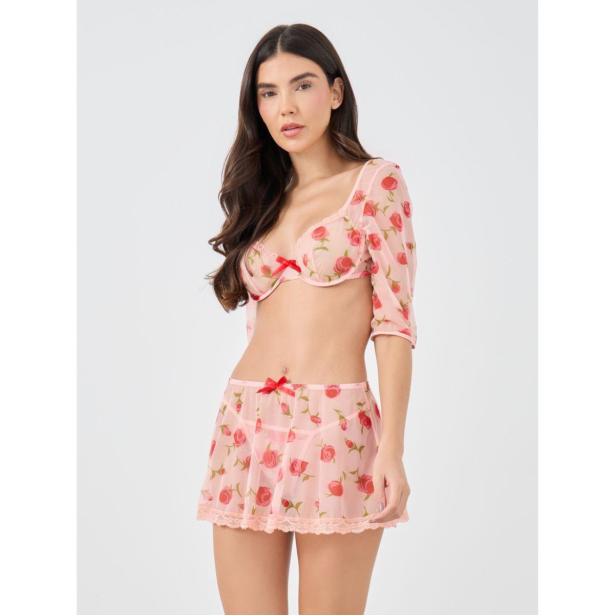 مجموعة من بلوزة قصيرة وتنورة مع سروال داخلي-women-clothing-lingerie-lingeriesets-image-1