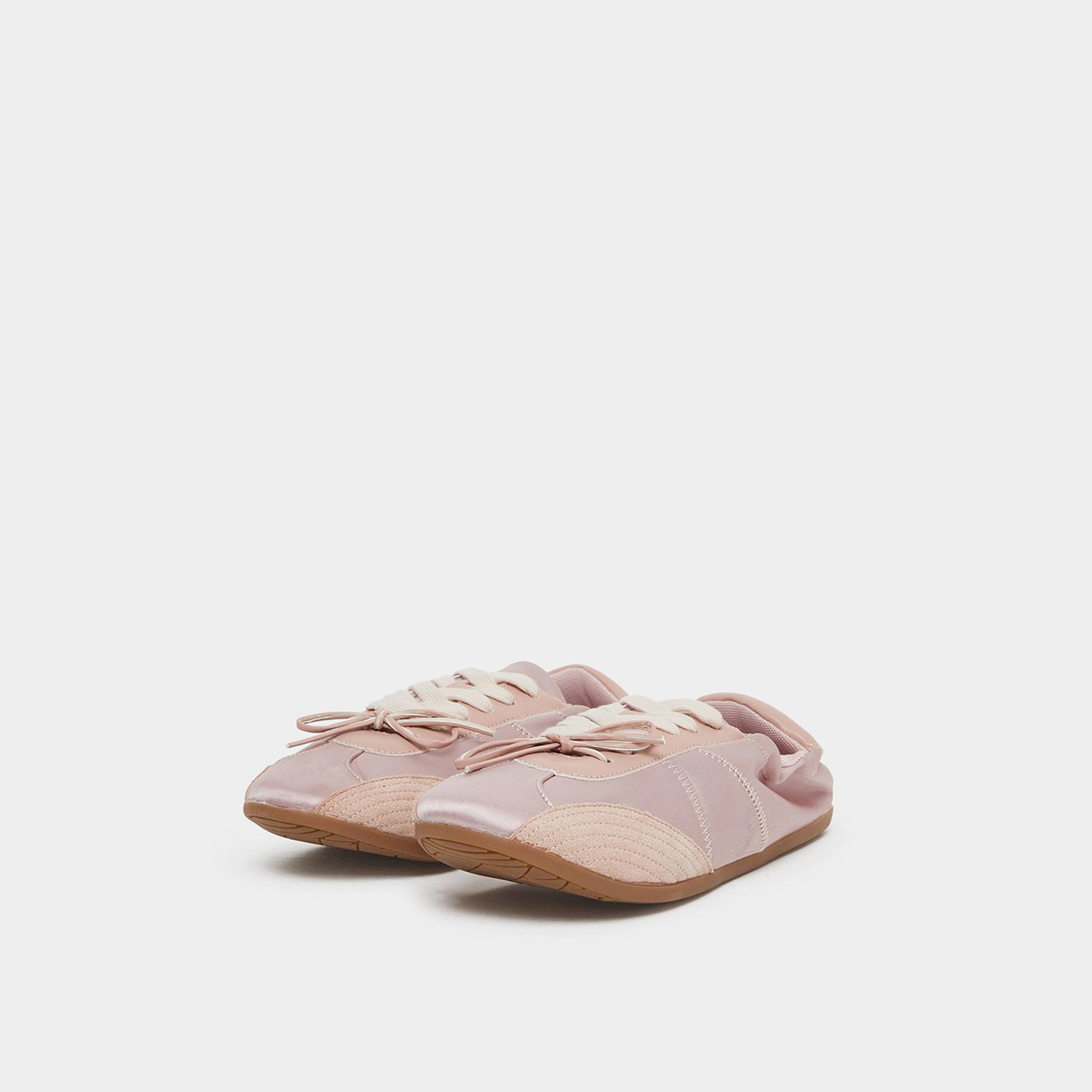 Styli Women Pink Satin Panel Chunky Sole Sneakers-women-shoes-sneakers-image-1