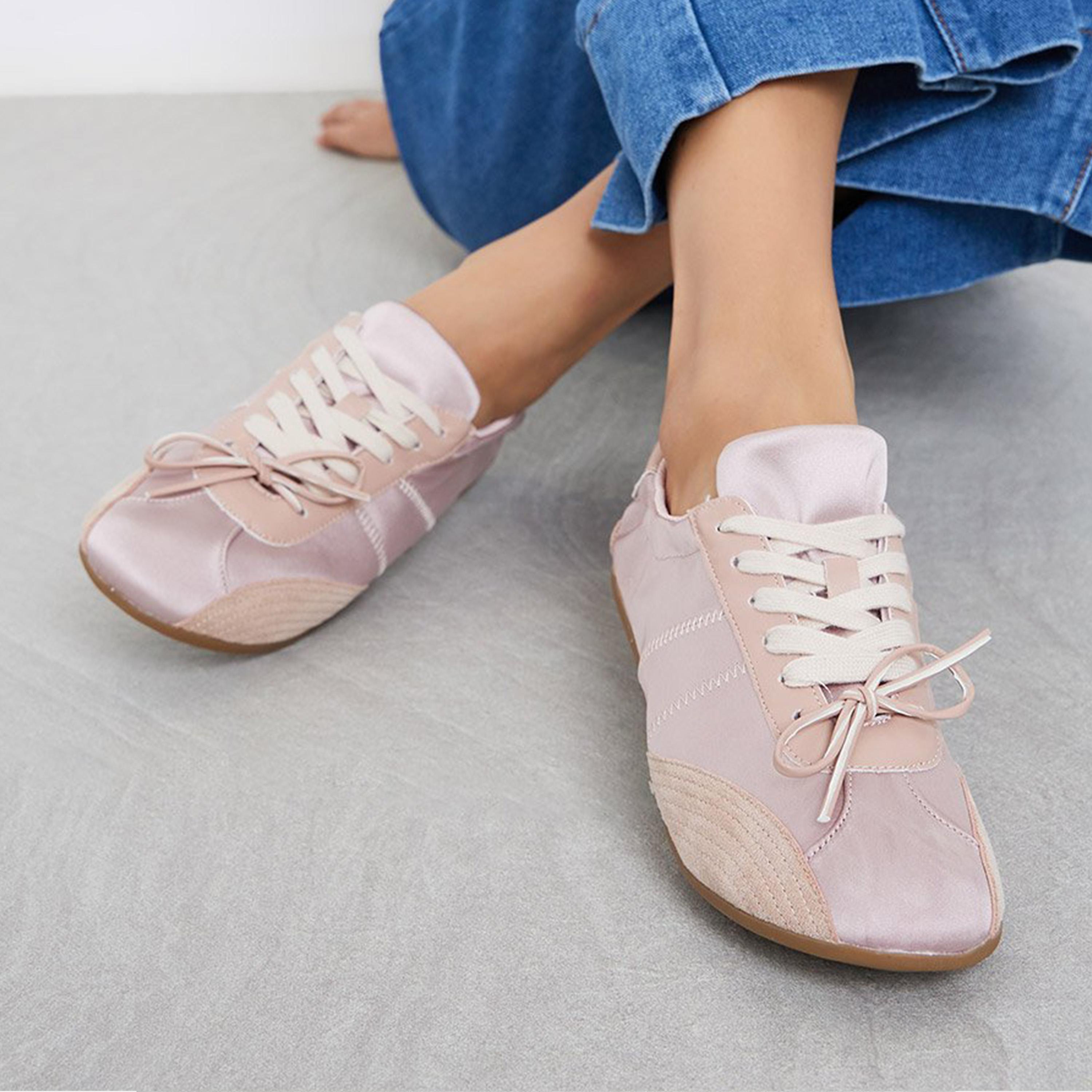 Styli Women Pink Satin Panel Chunky Sole Sneakers-women-shoes-sneakers-image-2