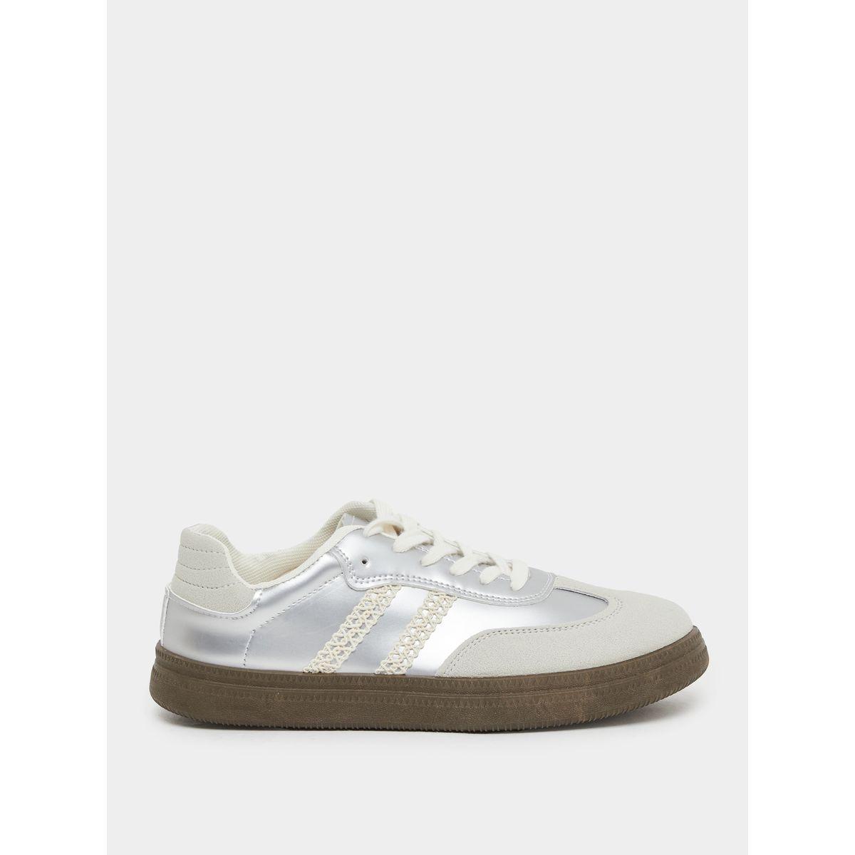 Styli Metallic Panelled Lace Up Sneakers-women-shoes-sneakers-image-1