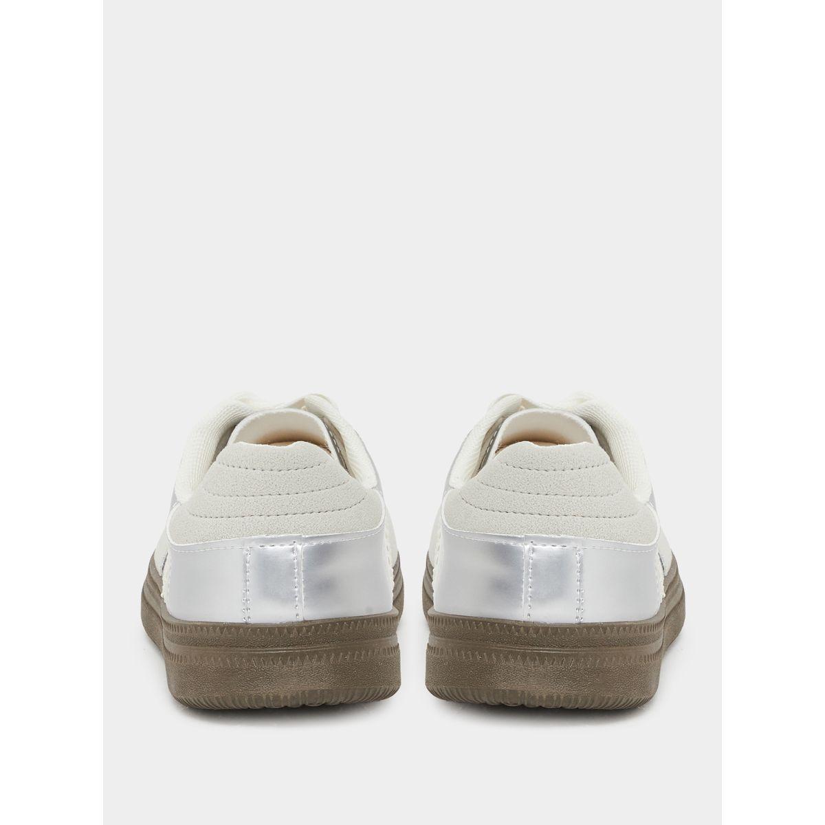 Styli Metallic Panelled Lace Up Sneakers-women-shoes-sneakers-image-4