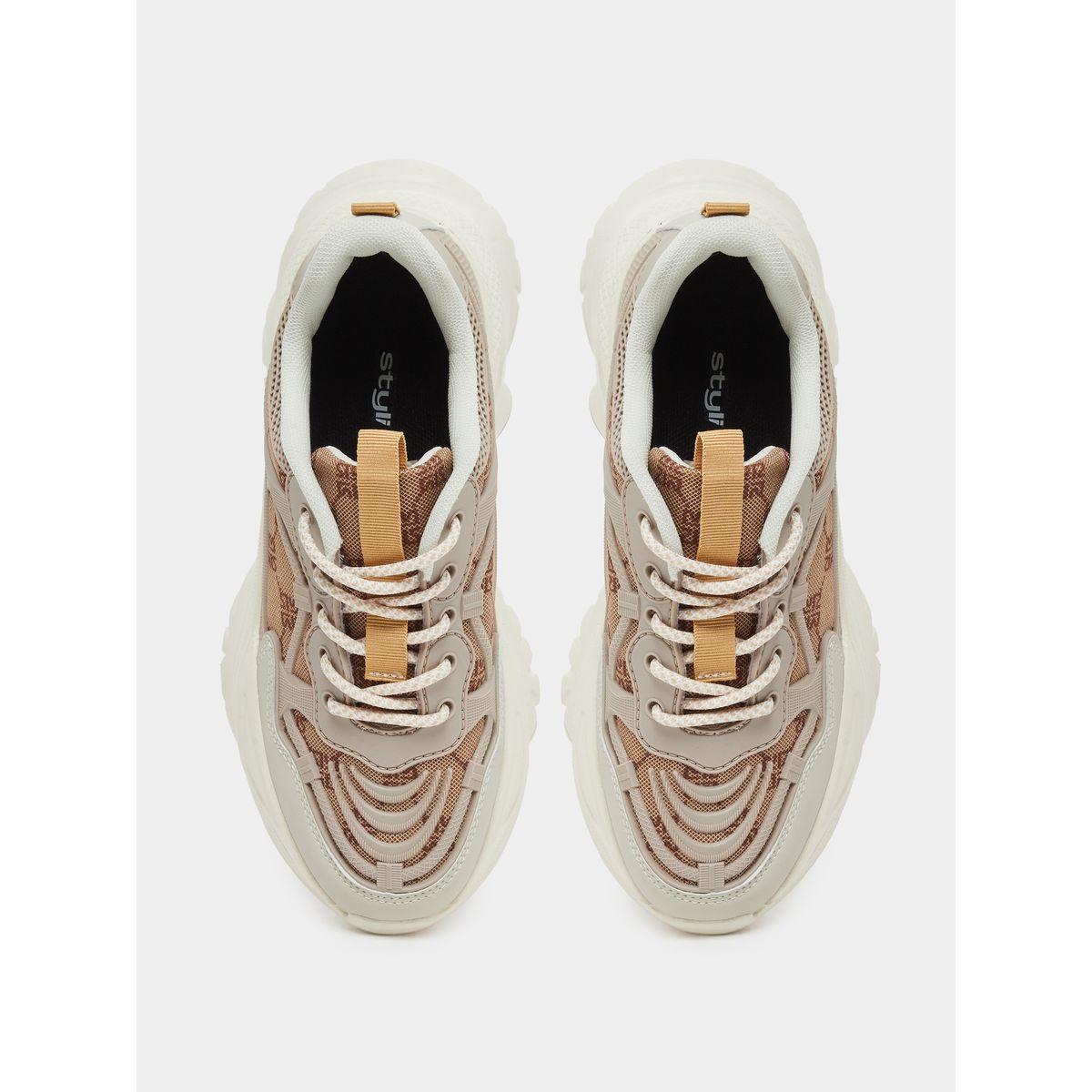 Styli Embroidered Lace Up Chunky Sole Sneakers-women-shoes-sneakers-image-5