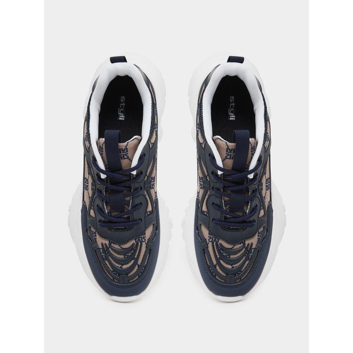 Styli Embroidered Lace Up Chunky Sole Sneakers-women-shoes-sneakers-image-5