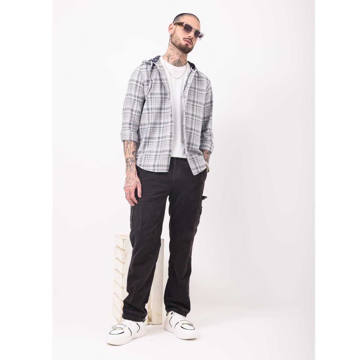 British Club Men Black Straight Fit Corduroy Cargo Trousers-men-clothing-bottoms-trousersandchinos-trousers-image-5