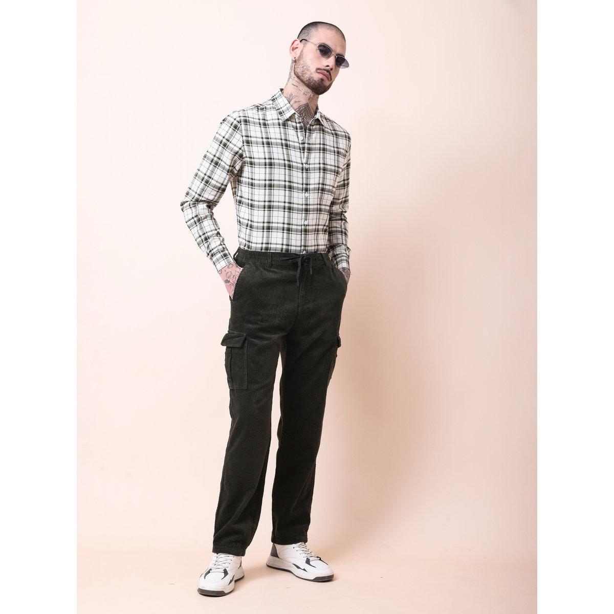 British Club Men Olive Straight Fit Corduroy Cargo Trousers-men-clothing-bottoms-trousersandchinos-trousers-image-5