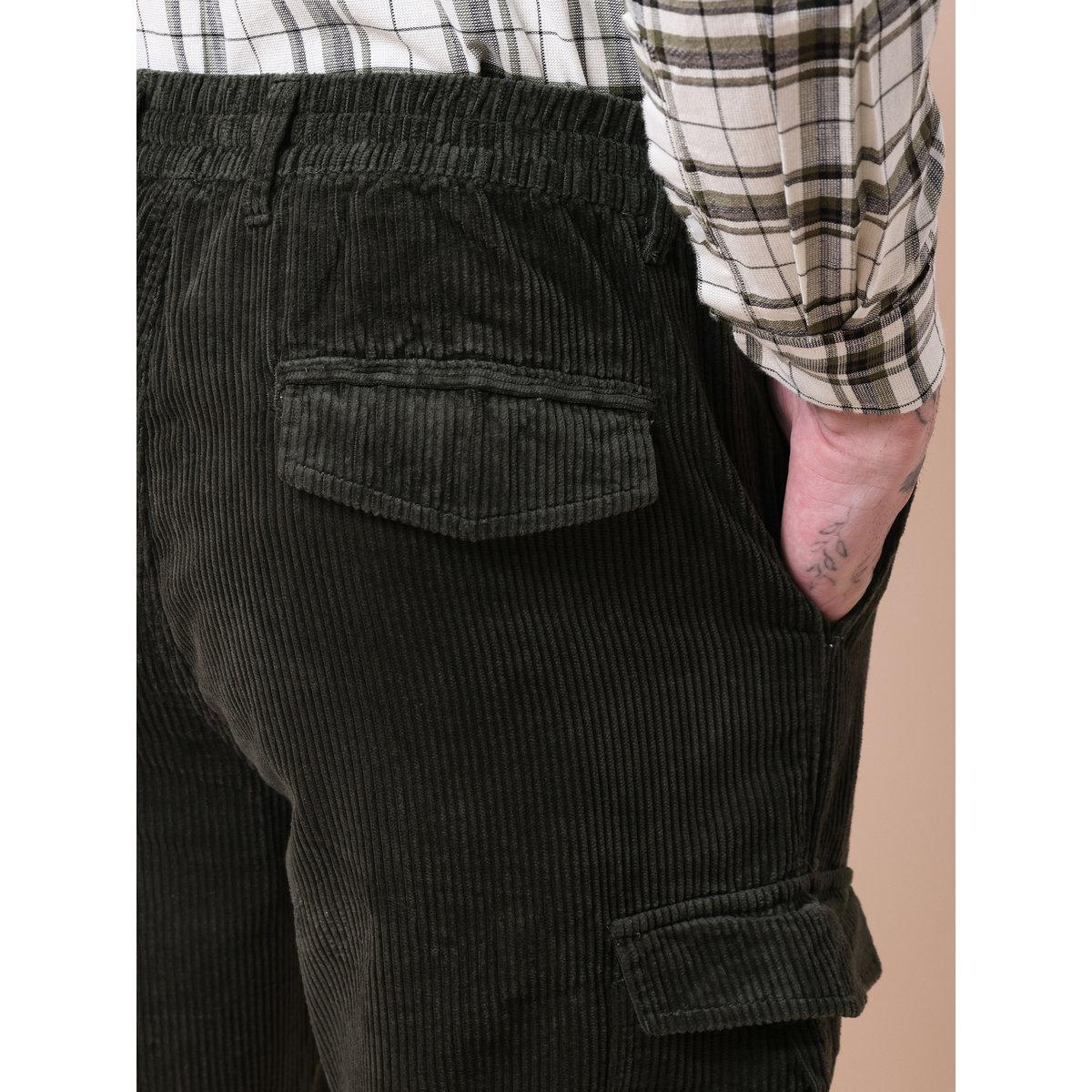British Club Men Olive Straight Fit Corduroy Cargo Trousers-men-clothing-bottoms-trousersandchinos-trousers-image-7