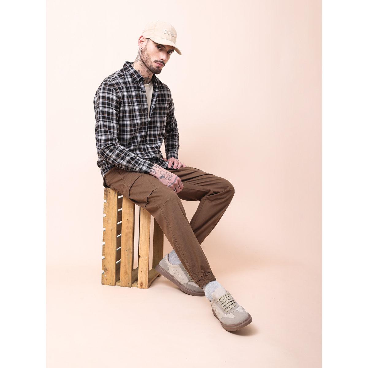 British Club Men Brown Solid Cargo Joggers-men-clothing-bottoms-joggers-image-2