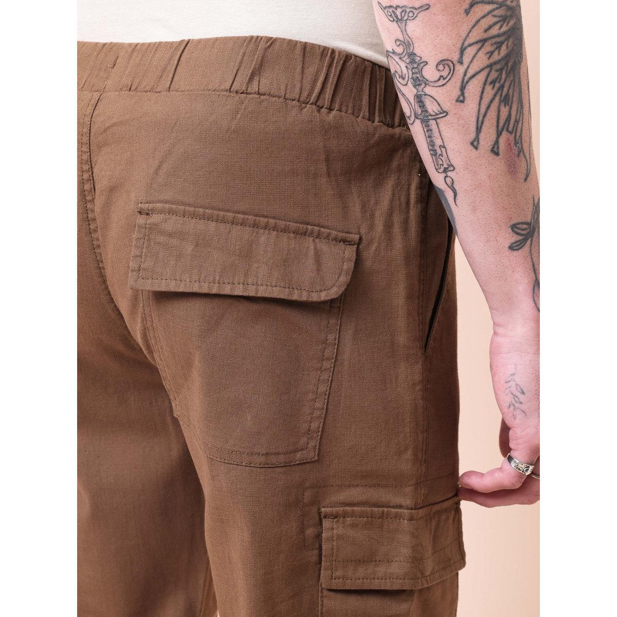 British Club Men Brown Solid Cargo Joggers-men-clothing-bottoms-joggers-image-9