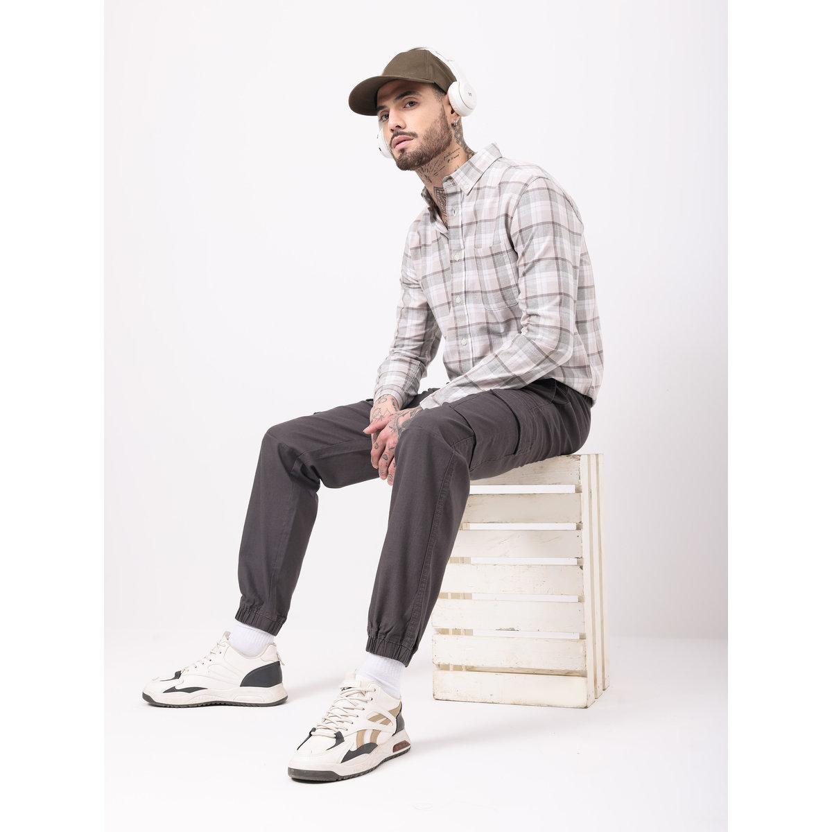 British Club Men Charcoal Solid Cargo Joggers-men-clothing-bottoms-joggers-image-3