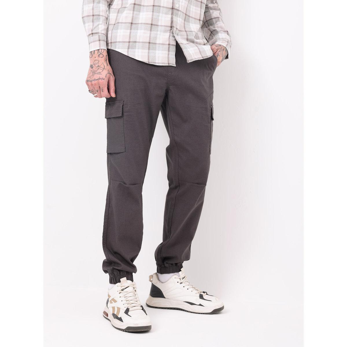 British Club Men Charcoal Solid Cargo Joggers-men-clothing-bottoms-joggers-image-4