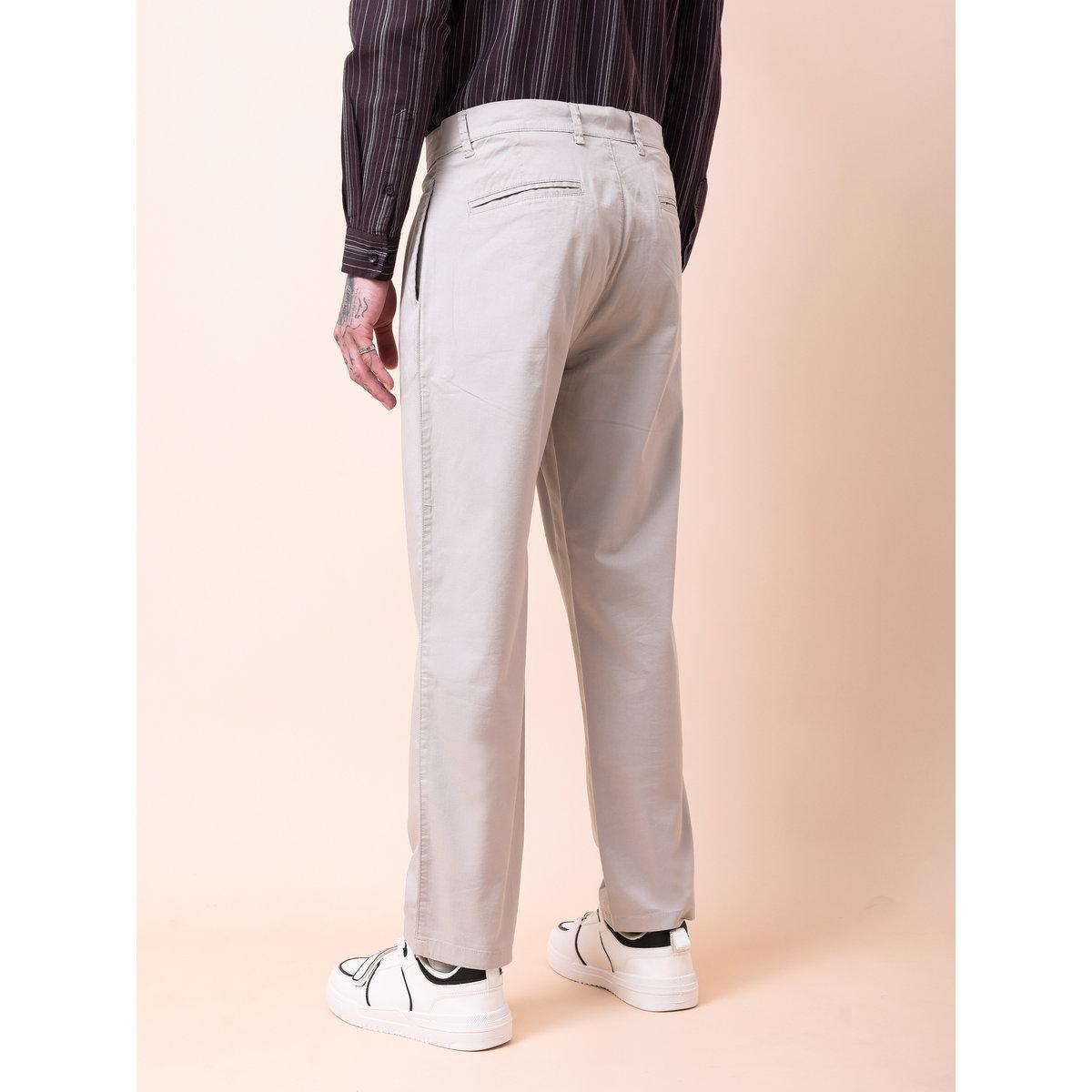 British Club Men Cream Double-Pleated Straight Fit Trousers-men-clothing-bottoms-trousersandchinos-trousers-image-2