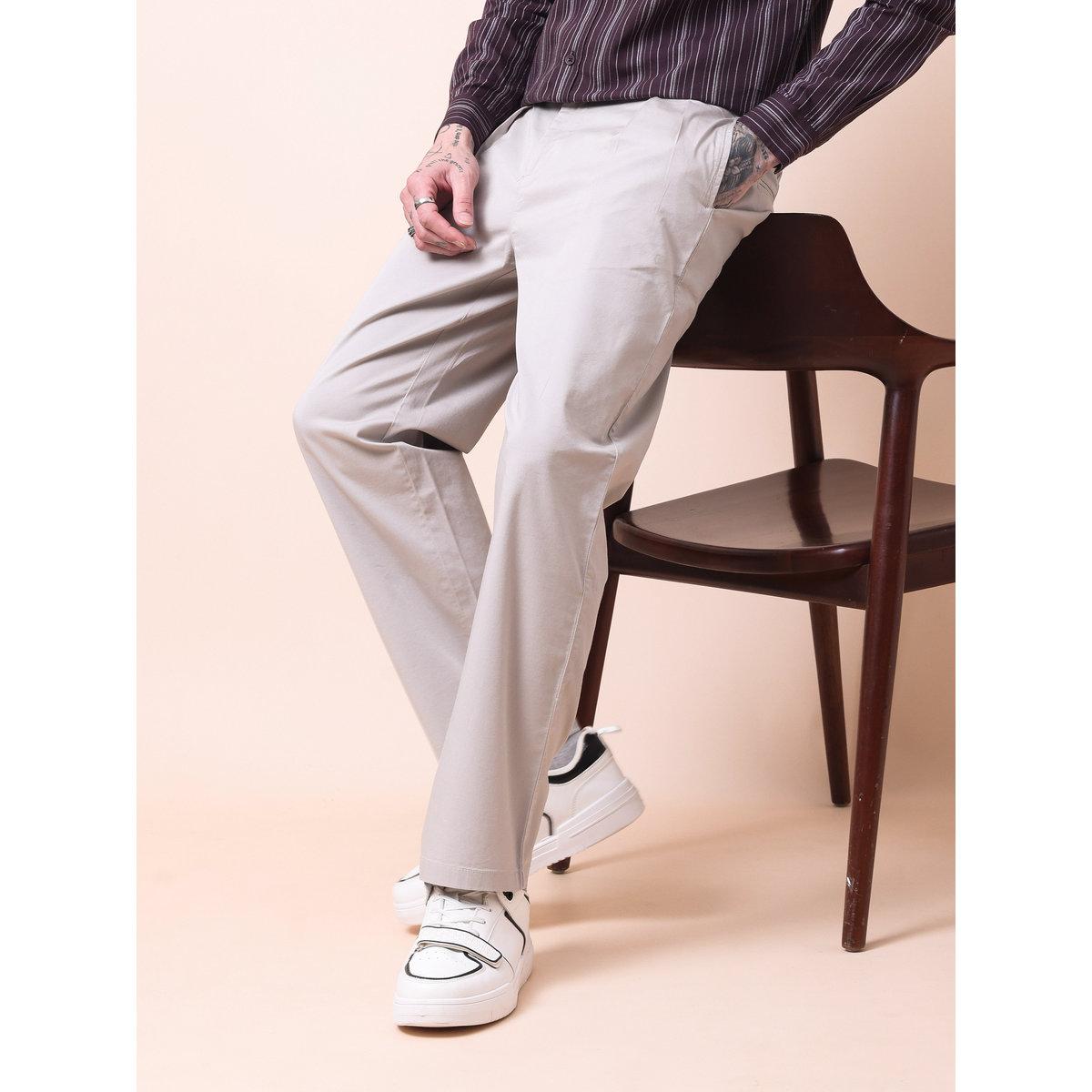 British Club Men Cream Double-Pleated Straight Fit Trousers-men-clothing-bottoms-trousersandchinos-trousers-image-6